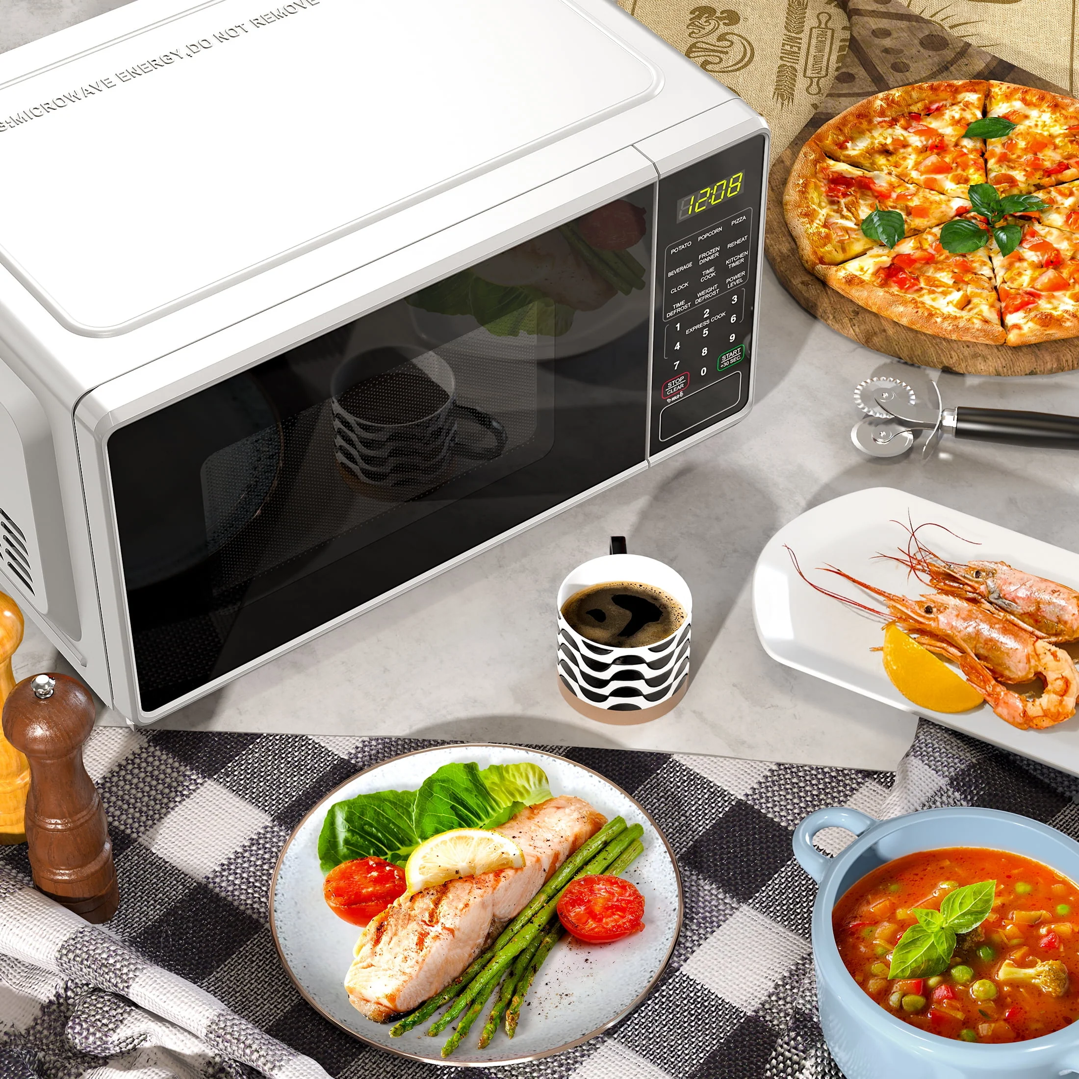 Mainstays 0.7 cu. ft. Countertop Microwave Oven, 700 Watts, White, New - Image 10