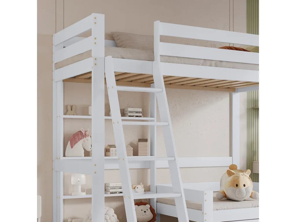 Cama alta con sofá + estante + escalera - estructura de pino - 90x200cm - Cosinor kmw1630537