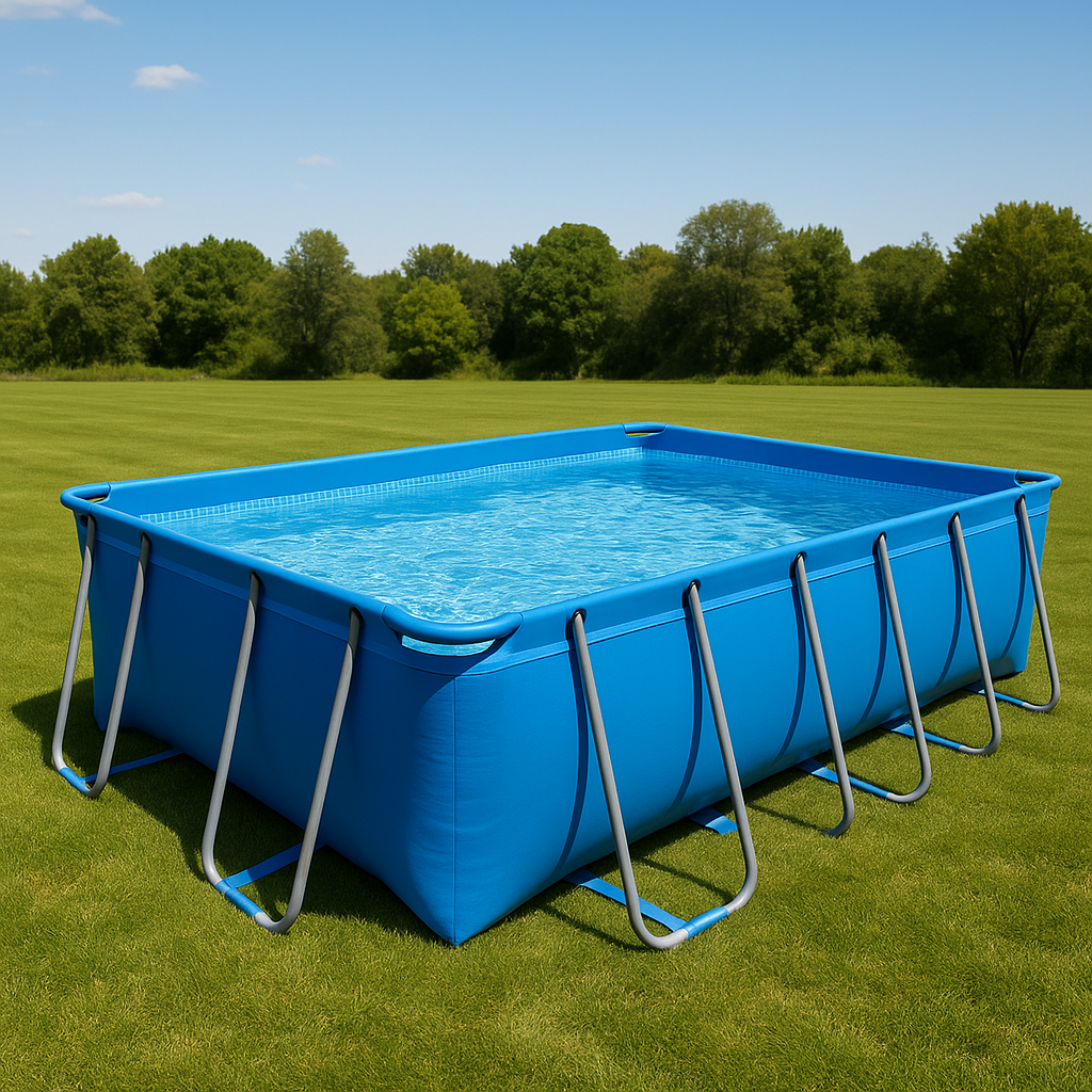 piscina tubular rectangular, piscina desmontable rectangular azul intenso, azul intenso, metal y PVC, jardín y exteriores, 404x201x100 cm