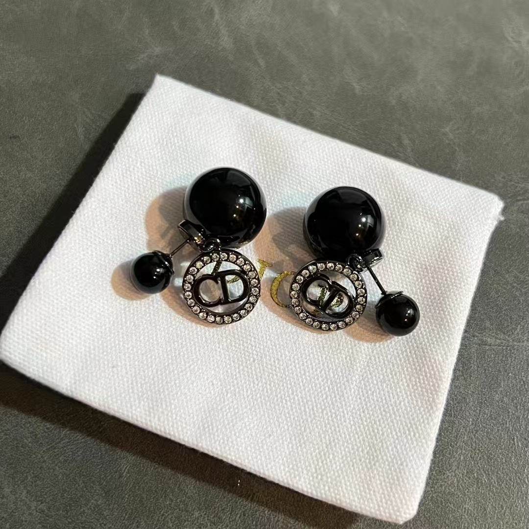 Dior Black Pearl CD Earrings - Original Replica Club