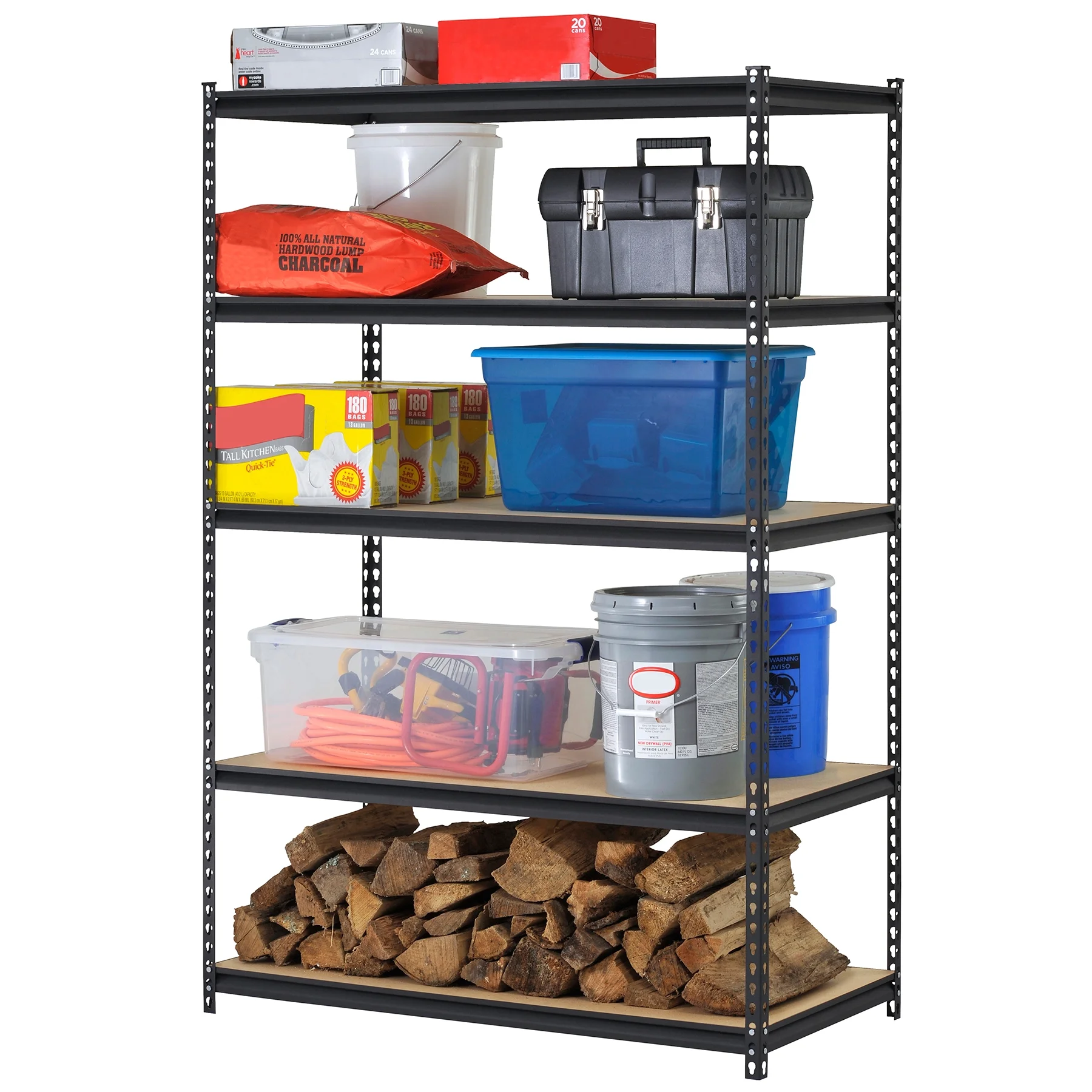 Muscle Rack 48"W x 24"D x 72"H 5-Shelf Steel Freestanding Shelving Unit; Black - image 7