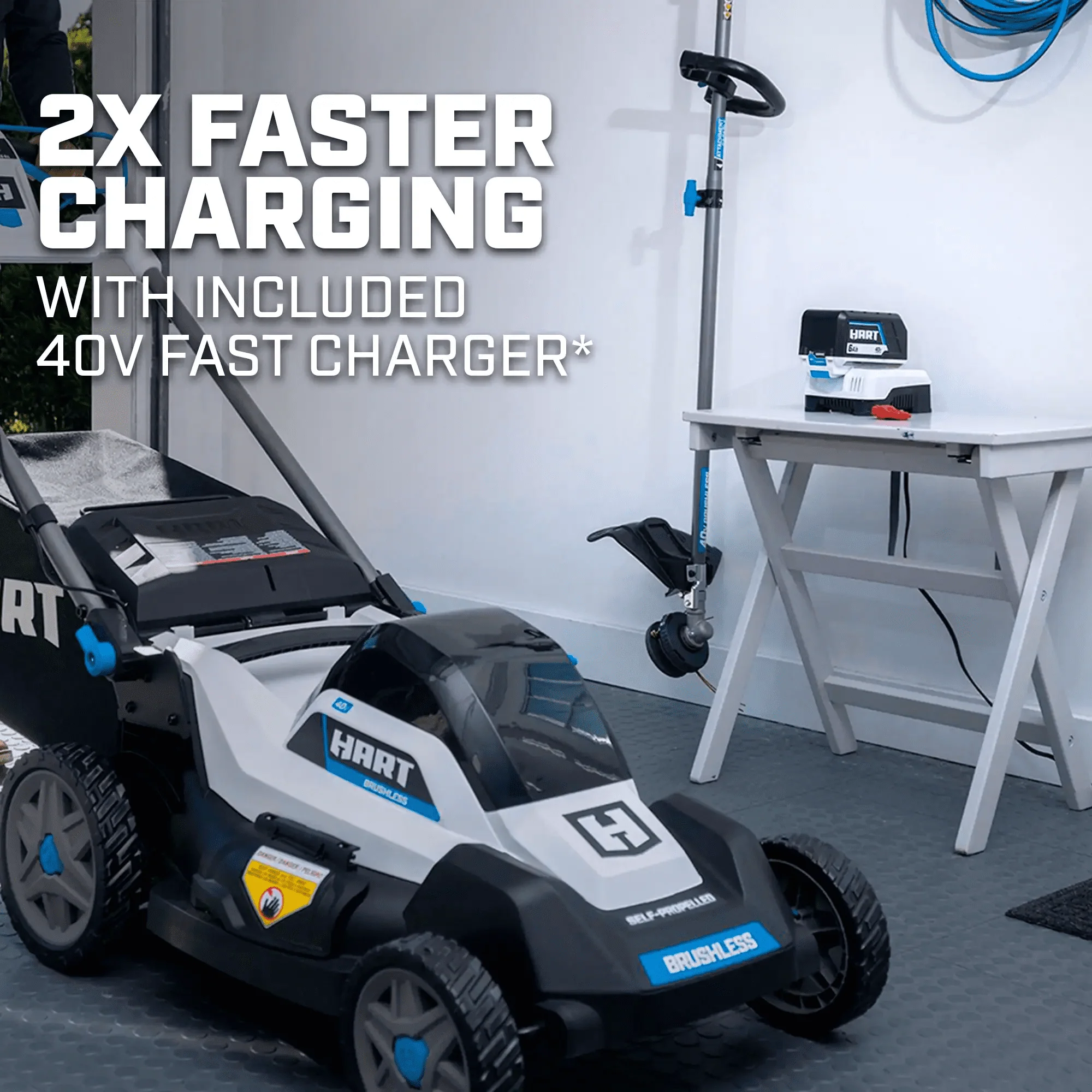 HART 40-Volt 20-inch Self-Propelled Battery-Powered Brushless Mower Kit, (1) 6.0Ah Lithium-Ion Battery - Image 2