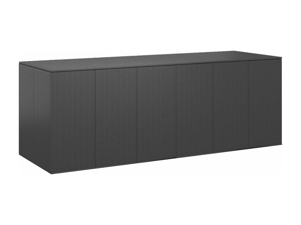 Caja para cojines de jardín Mimbre de resina 291x100,5x104 cm Negro