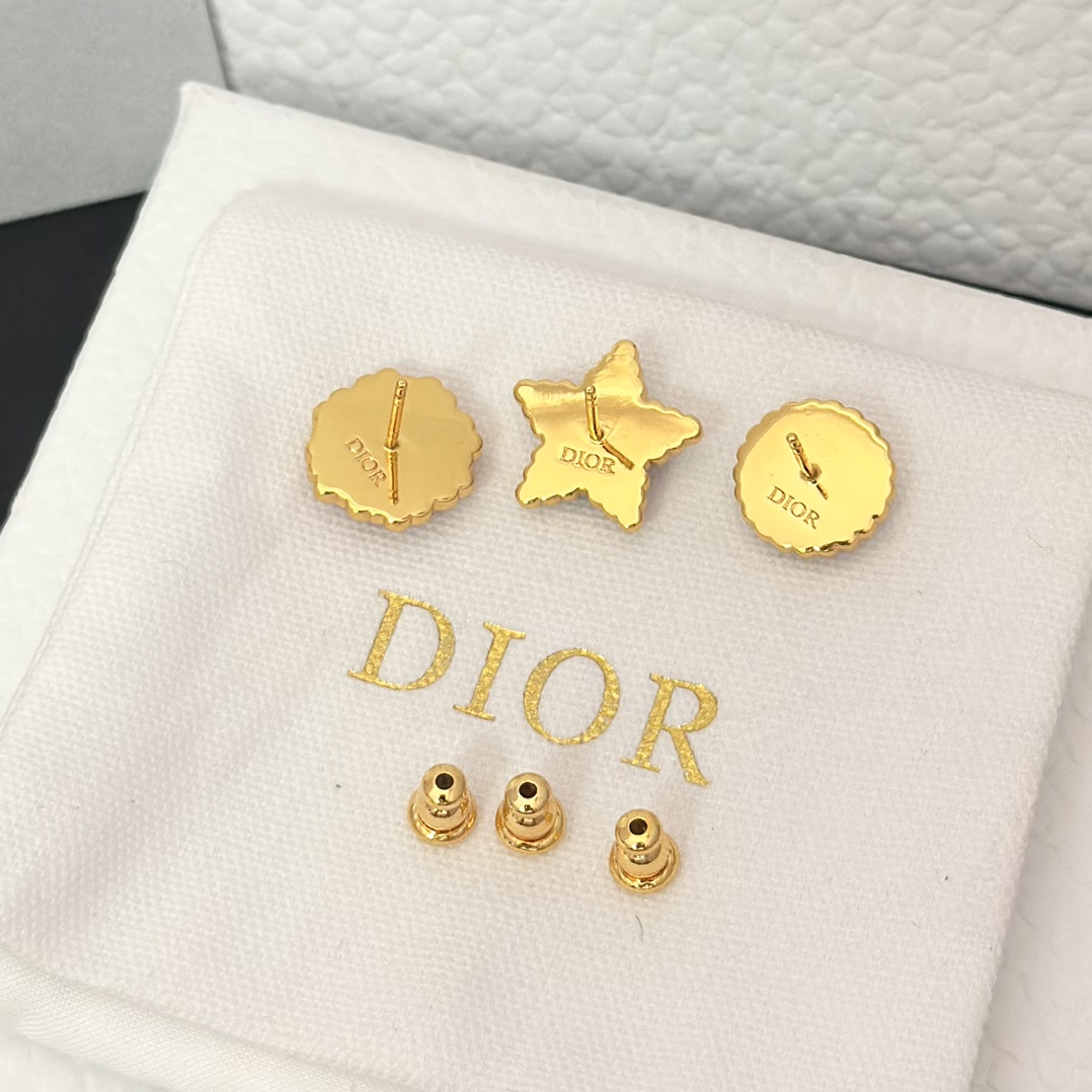 Dior Three Pieces Enamel Stud Earrings - Original Replica Club