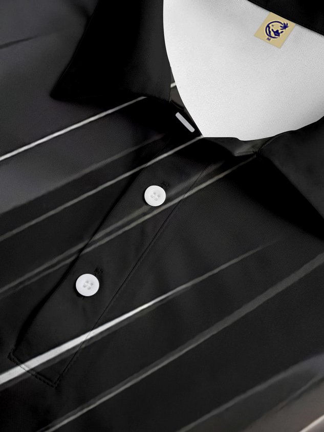 3D Gradient Abstract Geometric Button Short Sleeve Polo Shirt