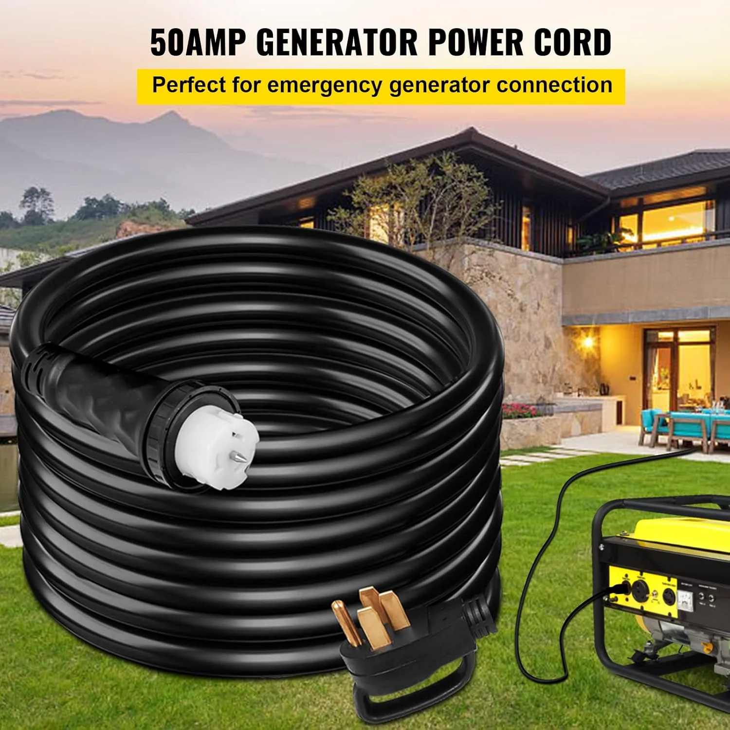 VEVOR Generator Extension Cord 50 ft 50 Amp STW 125V 250V 12500W N14-50P SS2-50R CS6364 - 45446 + 45505 - Image 2 VEVOR Generator Extension Cord 50 ft 50 Amp STW 125V 250V 12500W N14-50P SS2-50R CS6364 - 45446 + 45505 - Image 2