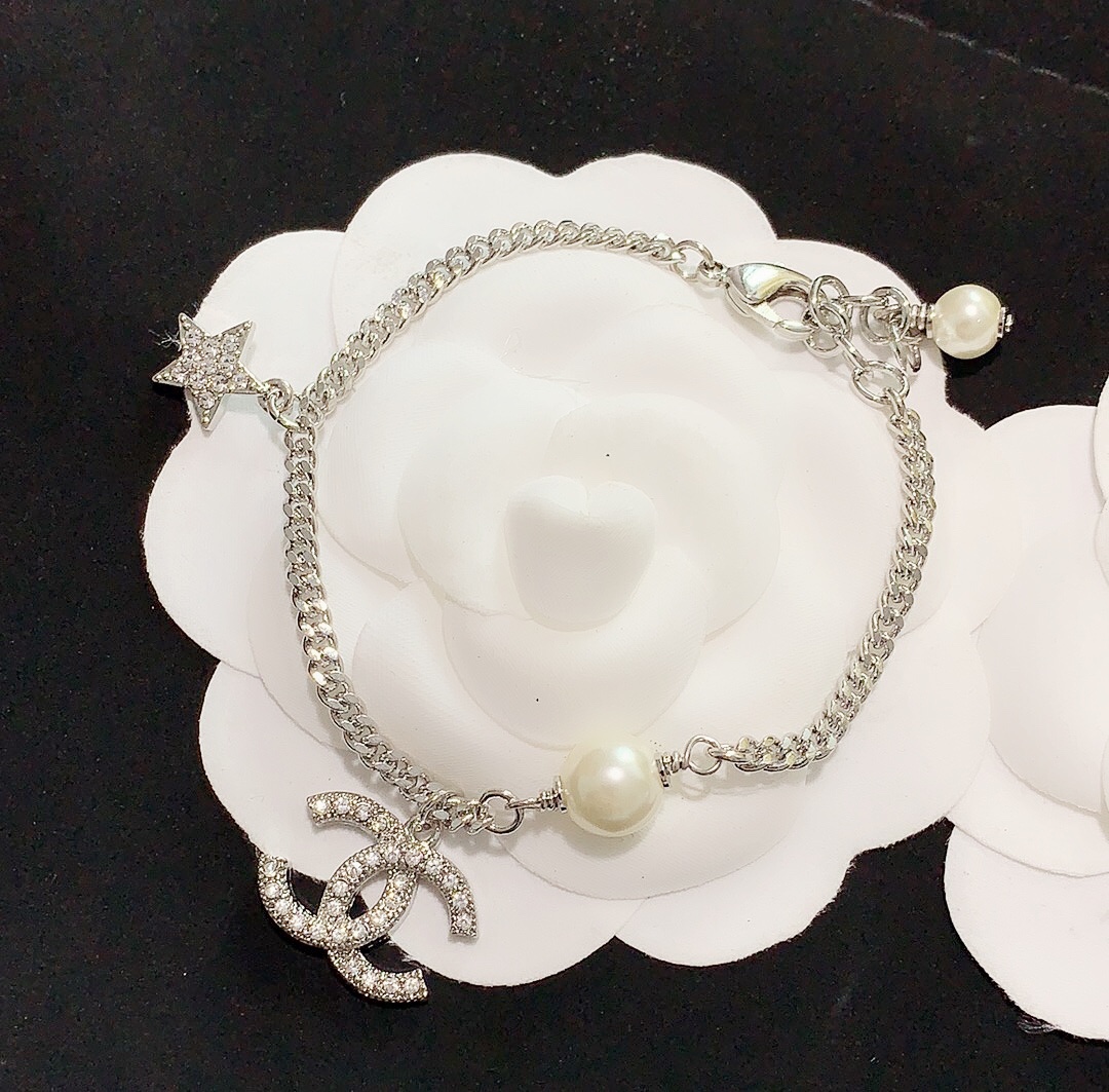 Chanel Star Pearl Chain Silver Bracelet - Original Replica Club