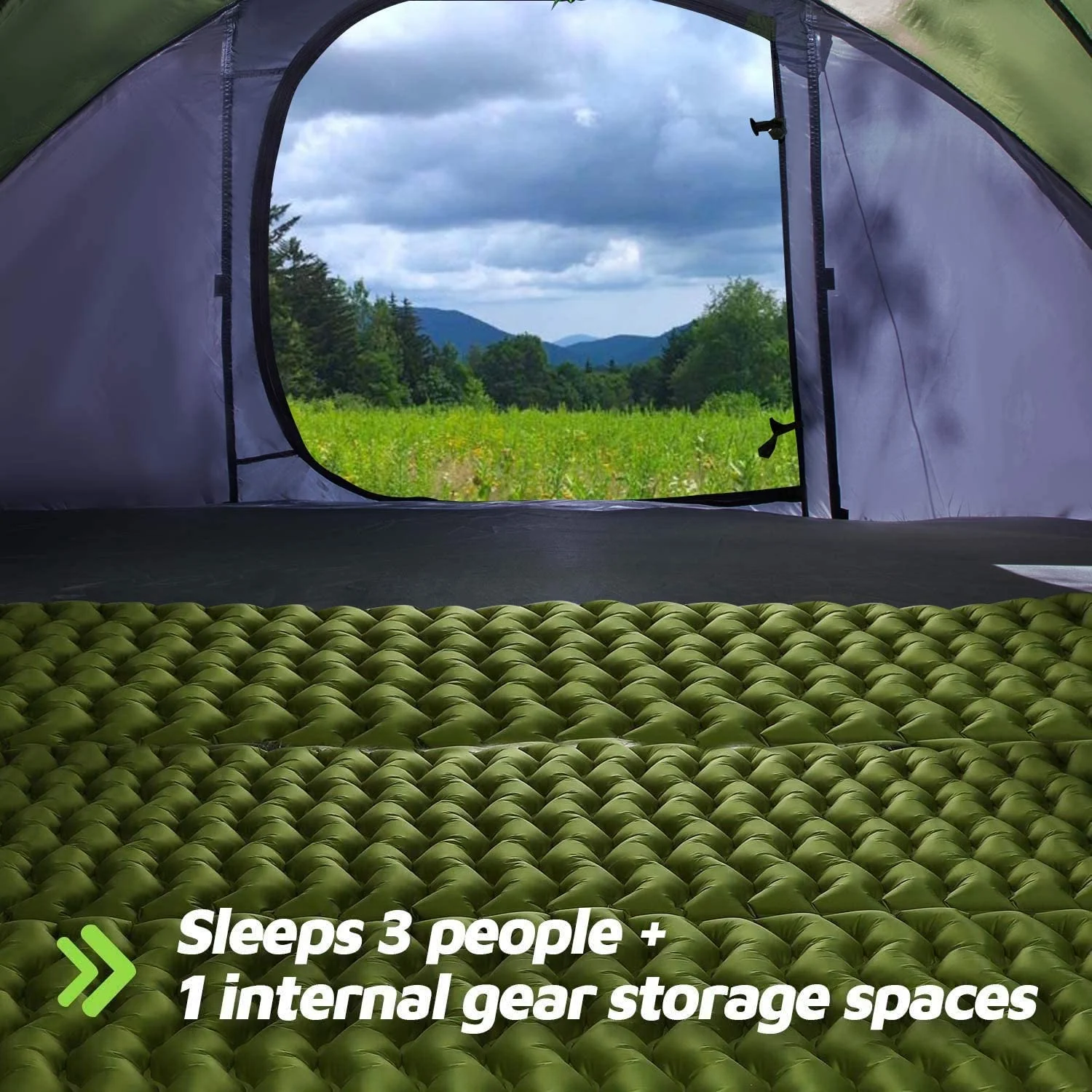 4 Person Easy Pop Up Tent,9.5-X6.6-X52'',Waterproof, Automatic Setup,2 Doors-Instant Family Tents for Camping, Hiking & Traveling - Image 5