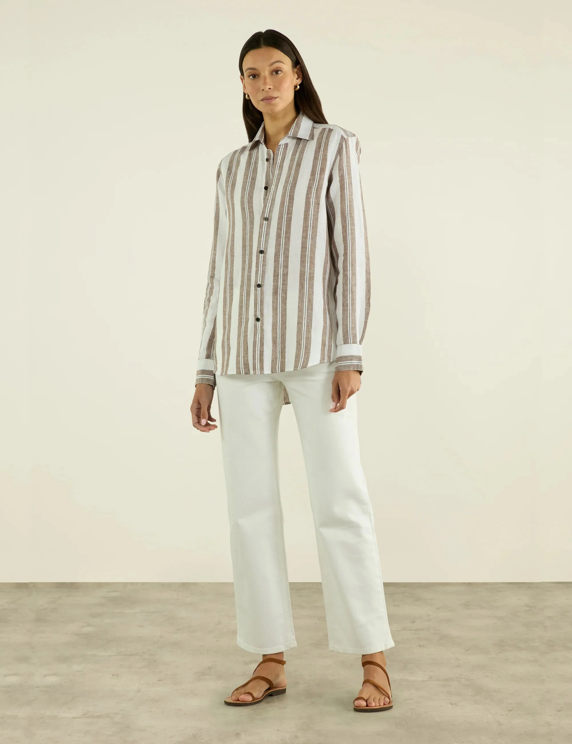 The Boyfriend: Linen, Mocha and Black Multi Stripe