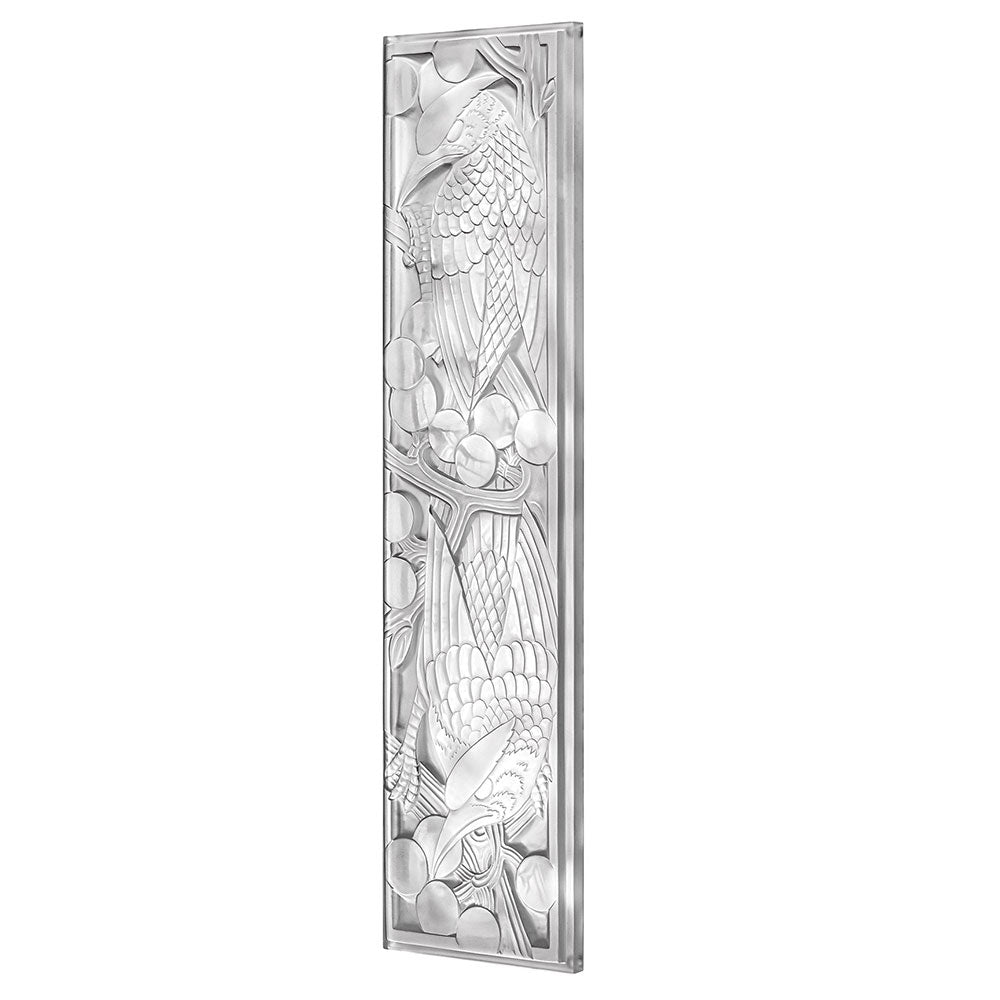PANNEAU DÉCORATIF MERLES ET RAISINS XXL - CRISTAL INCOLORE NON MIROITÉ, CIRE PERDUE