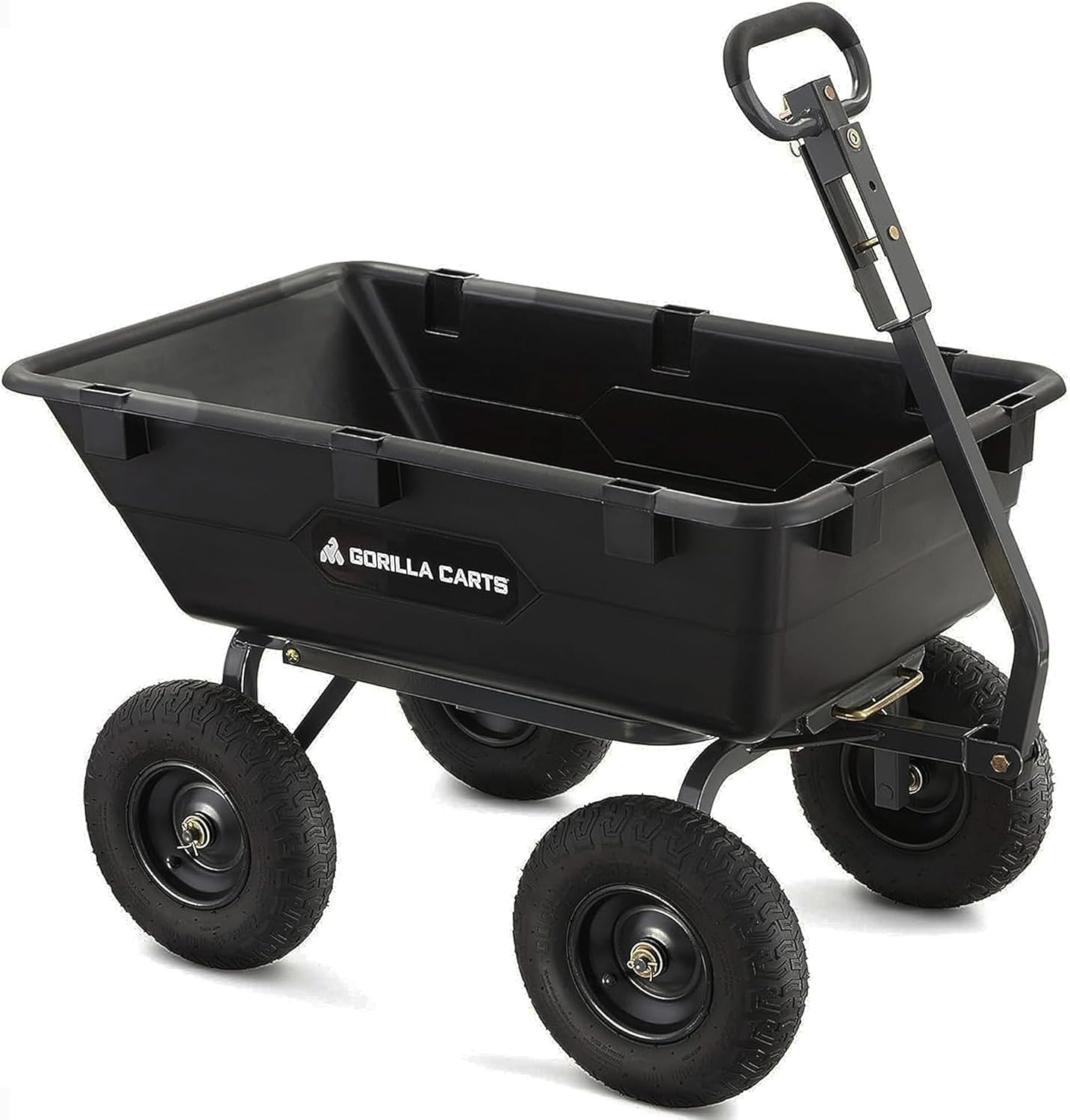 WAYFAIR Gorilla Carts Heavy Duty Poly Yard Dump Cart Garden Wagon, Utility Wagon With Easy To Assemble Steel Frame, 1500 Pound Capacity, And 16 Inch Tires