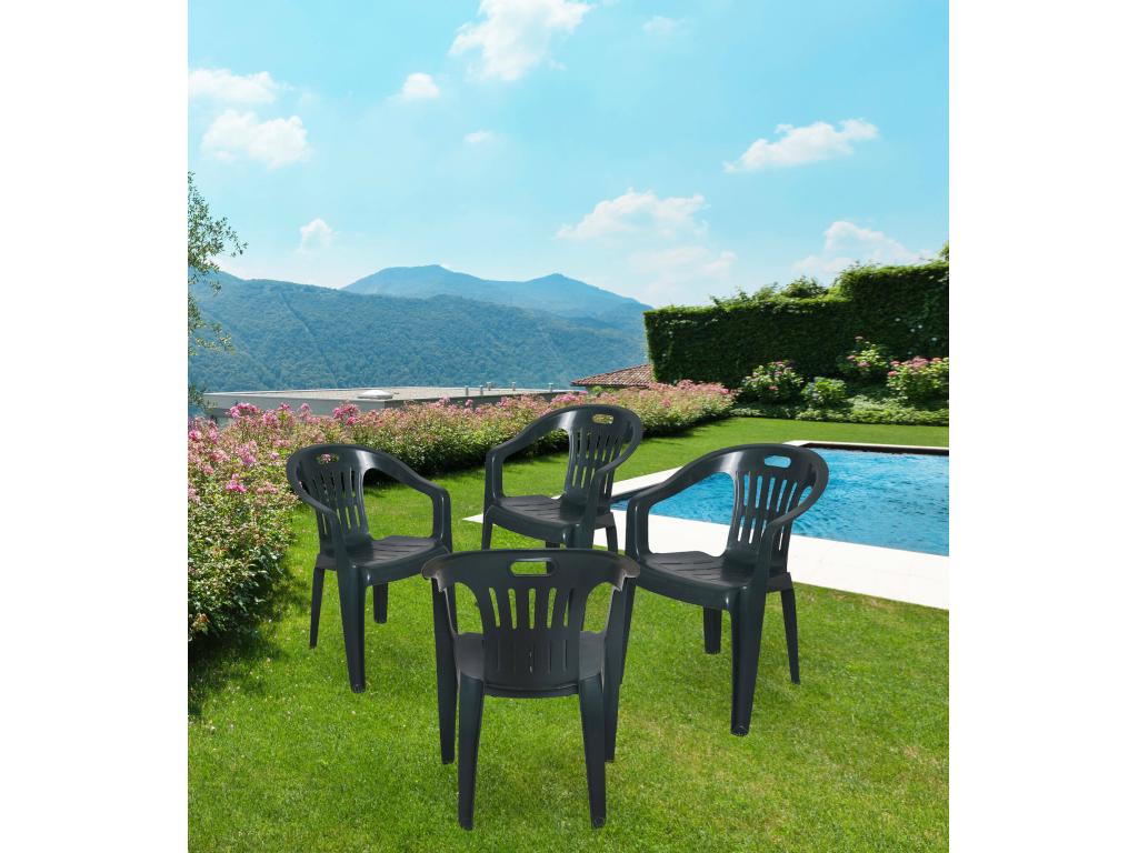 Sillas de Jardín Cozetiq - Juego de 4 asiento de jardín - Silla para mesa de comedor - Sillón de exterior - 100 por ciento Made in Italy - 56x55h78 cm - Verde