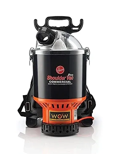 Commercial Shoulder Vac Pro Backpack Bagged Vacuum Cleaner, with HEPA Media Filter, Lightweight with Extra Long Cord, Chiropractic Design, for Carpet and Hard Floors, C2401, Black