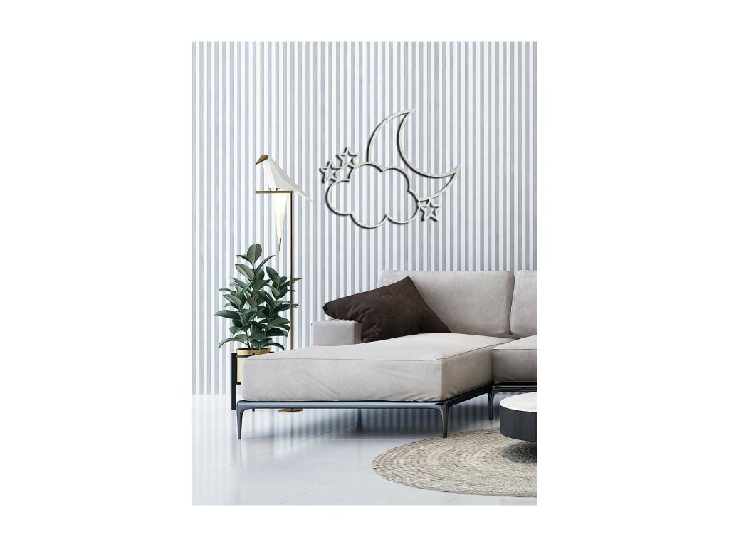 Decoración de Metal Luna 8, Plata, 59x1,5x50 cm, Laocacasas