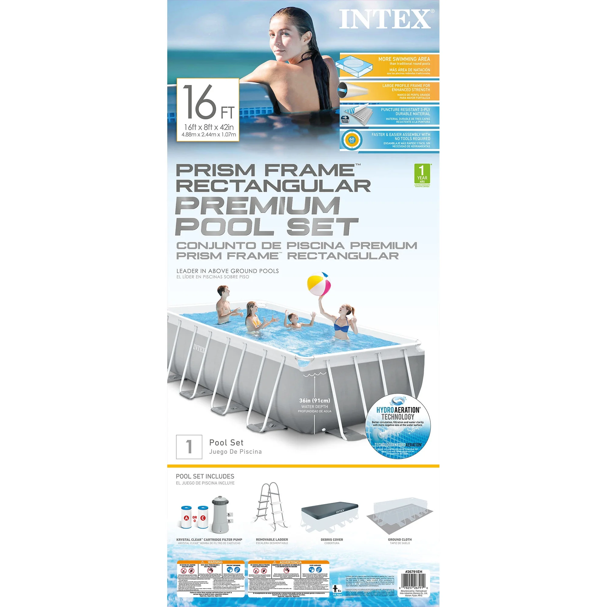 Intex 16Ft X 8Ft X 42In Prism Frame Rectangular Pool Set - Image 6
