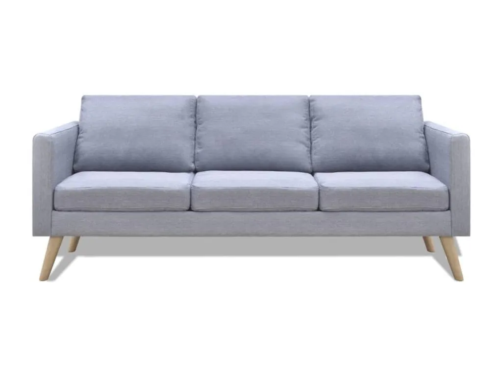 Sofá de 3 plazas tapizado en tela gris claro diseño sencillo