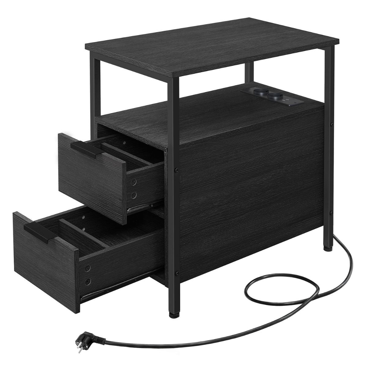 Calicosy - Bijzettafel met 2 laden - H6cm - H60 cm - Zwart