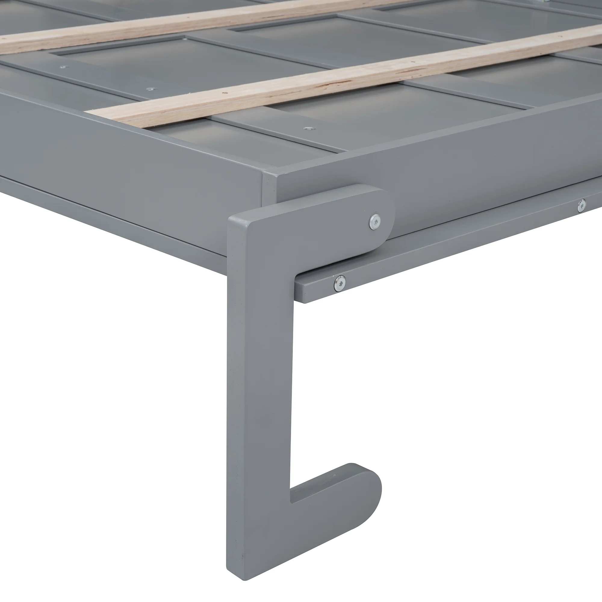 Queen Size Murphy Bed Wall Bed with Top Shelves & USB Charging, Space-Saving Cabinet Bed with Flexible Slats, Gray Modern Foldable Bed - Image 7