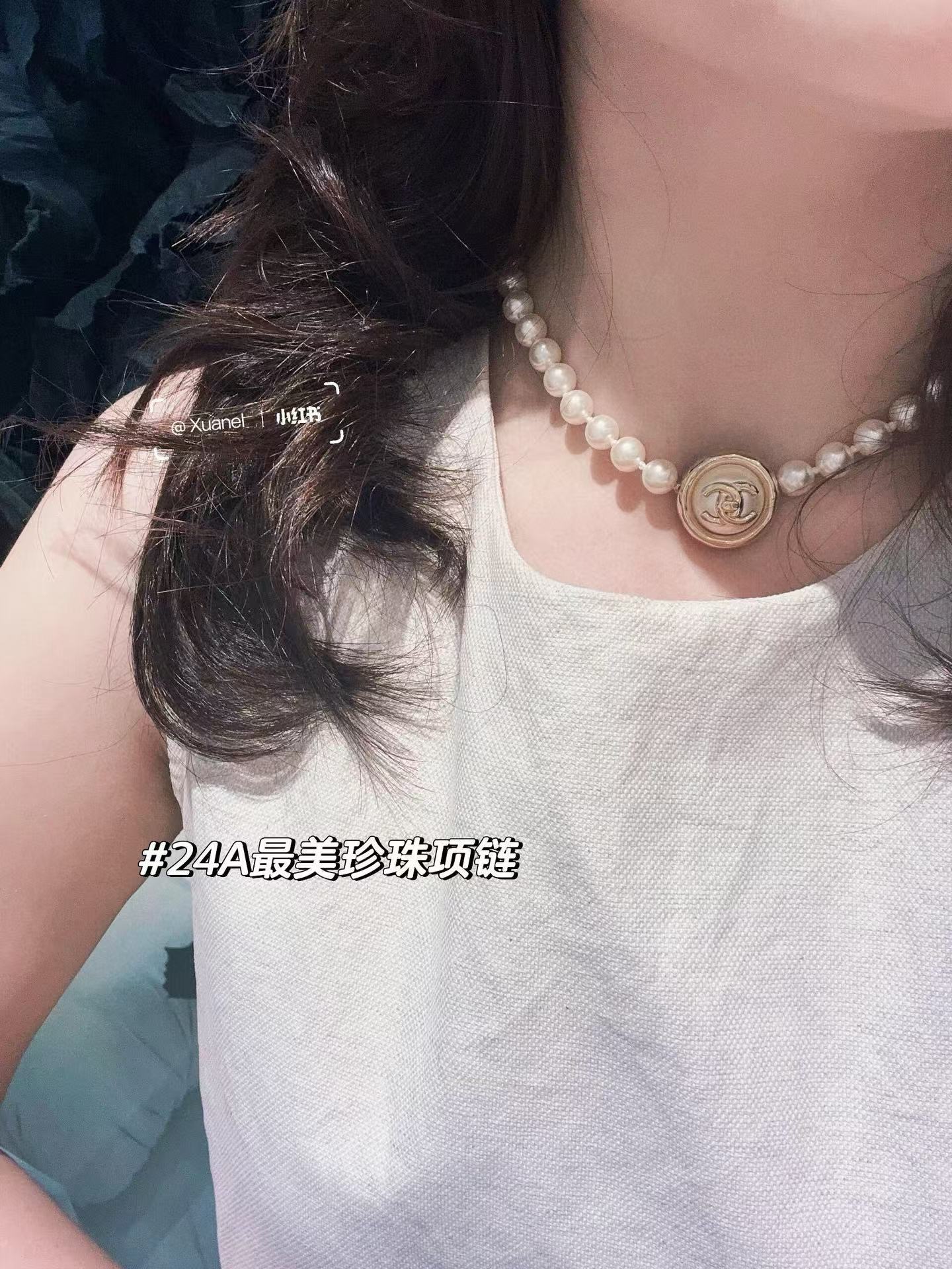 Chanel Enhancer Double C Pendant Pearl Choker Necklace - Original Replica Club
