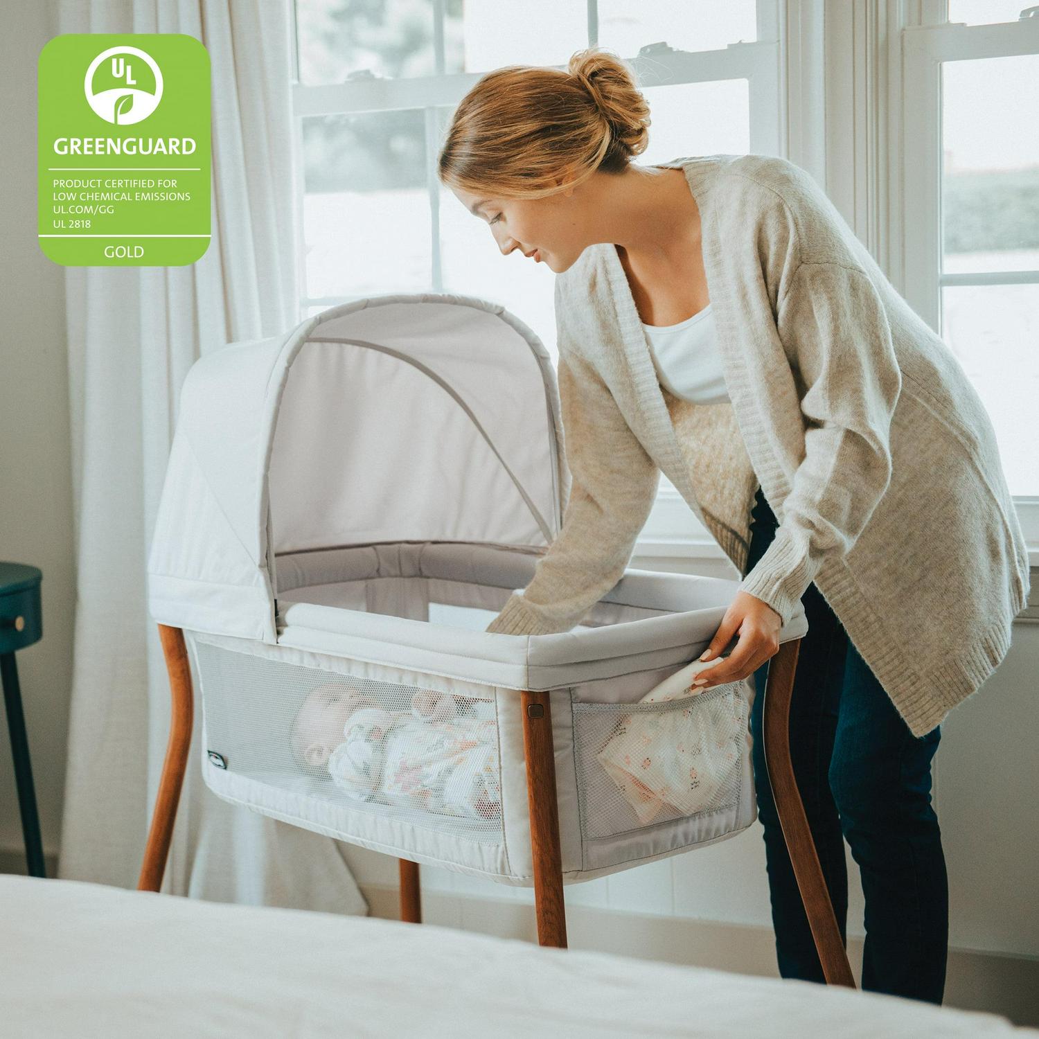 Chicco LullaGo Anywhere LE Portable Bedside Bassinet with Removable Canopy - Serene (Beige). New - Image 2