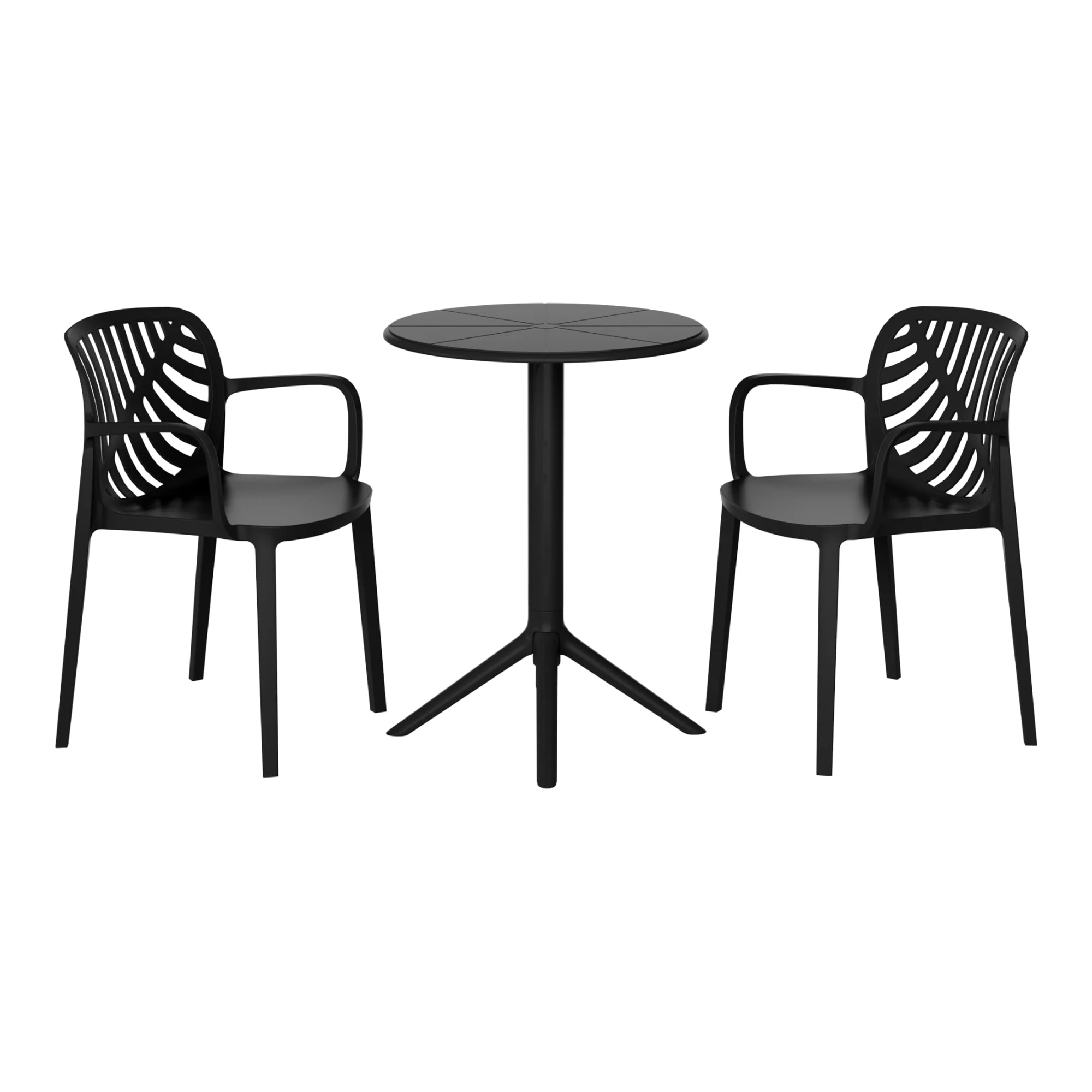 WestinTrends Playa 3-Piece Outdoor Resin Patio Bistro Table Set with Stackable Patio Dining Side Chairs For 2, Black - Image 10