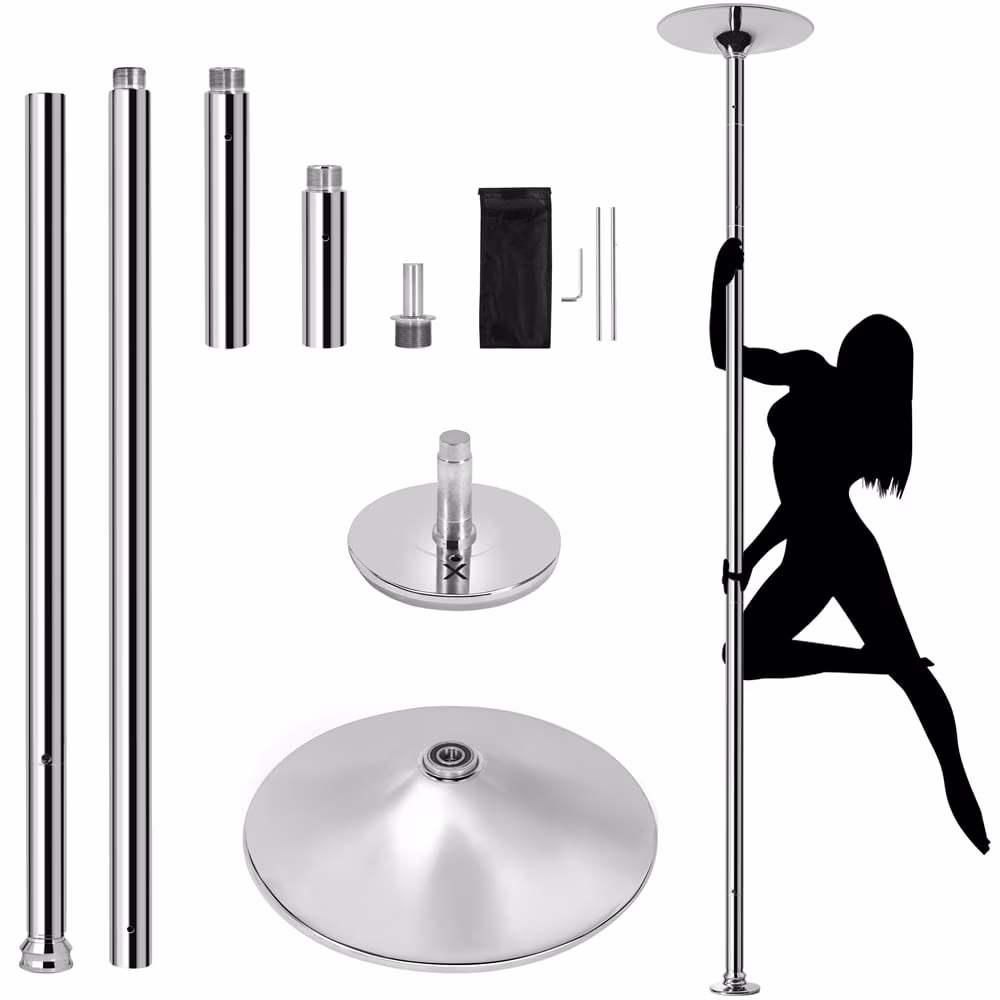 Yaheetech 45mm Height Adjustable Portable Removable Dance Pole, Silver(Silver)