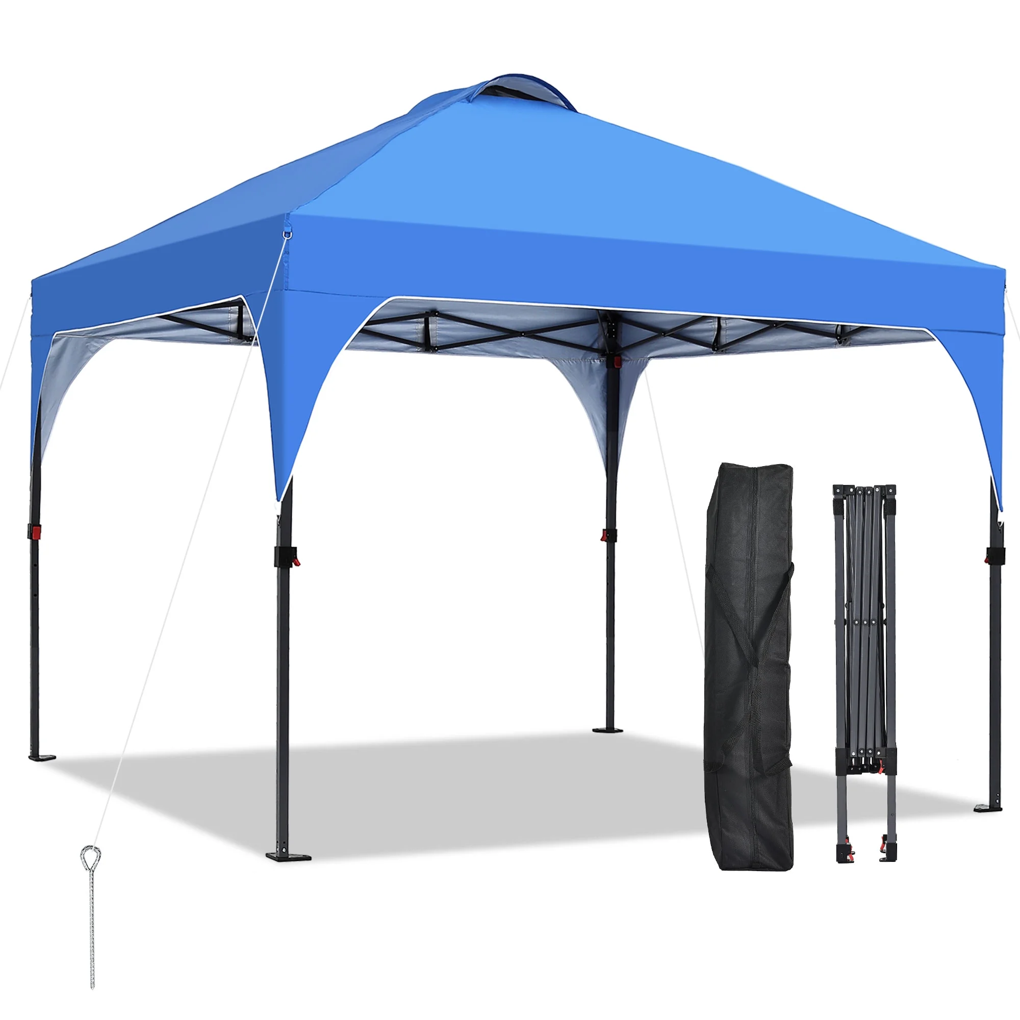 Ainfox 8'x8' Pop Up Canopy Tent, Easy-Setup Gazebo, Outdoor Canopy with 3 Adjustable Heights for Events, Parties, Camping, Blue - Image 2