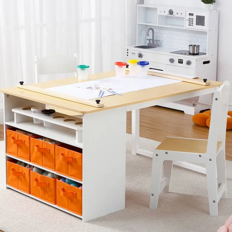 Children's Art Table and Drawing Desk with Ample Storage