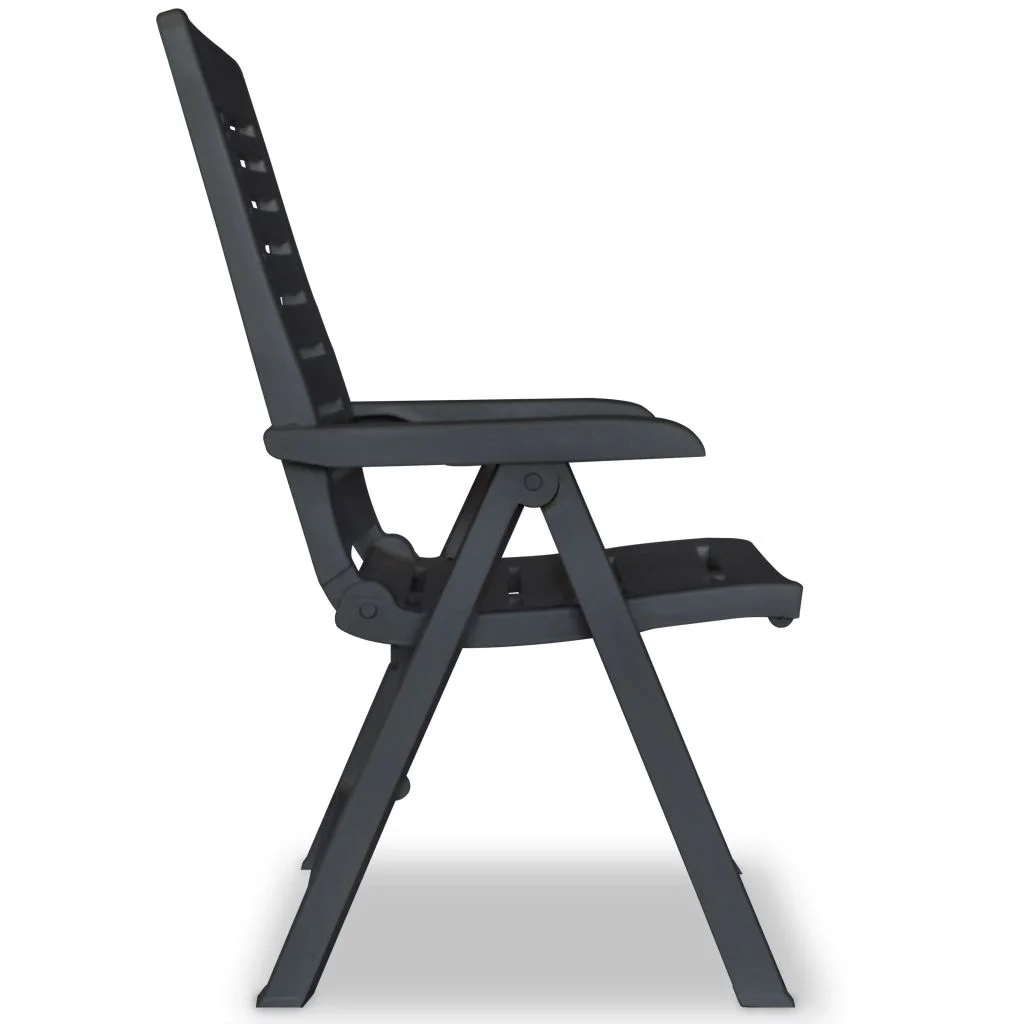 vidaXL Reclining Patio Chairs Outdoor Stack Dining Chair with Armrest Plastic - Image 48