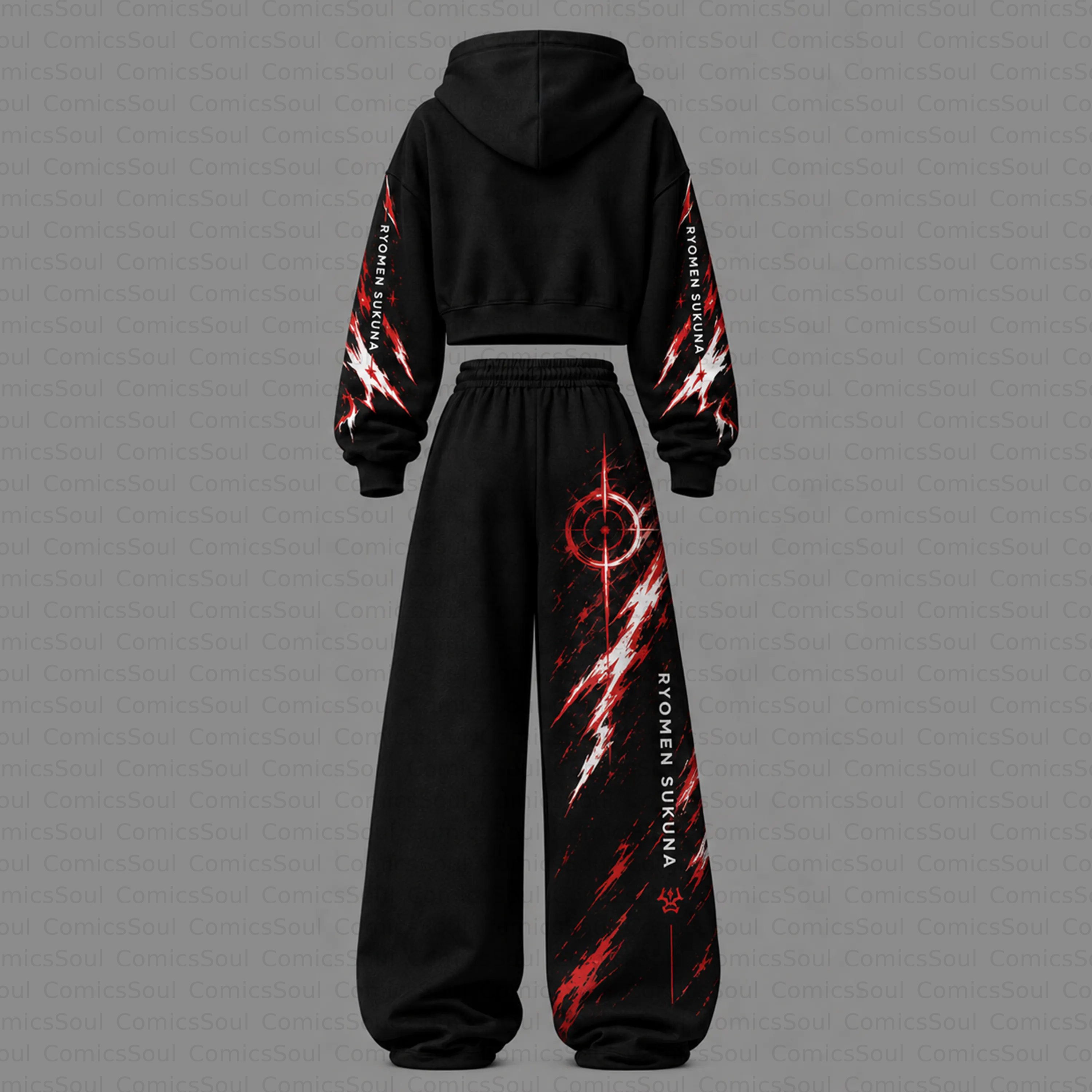 Jujutsu Kaisen Cropped Long Sleeve Hoodie & High Waist Jogger Pants Two Piece TeeThreads Sustain the Scene with Custom Apparel
