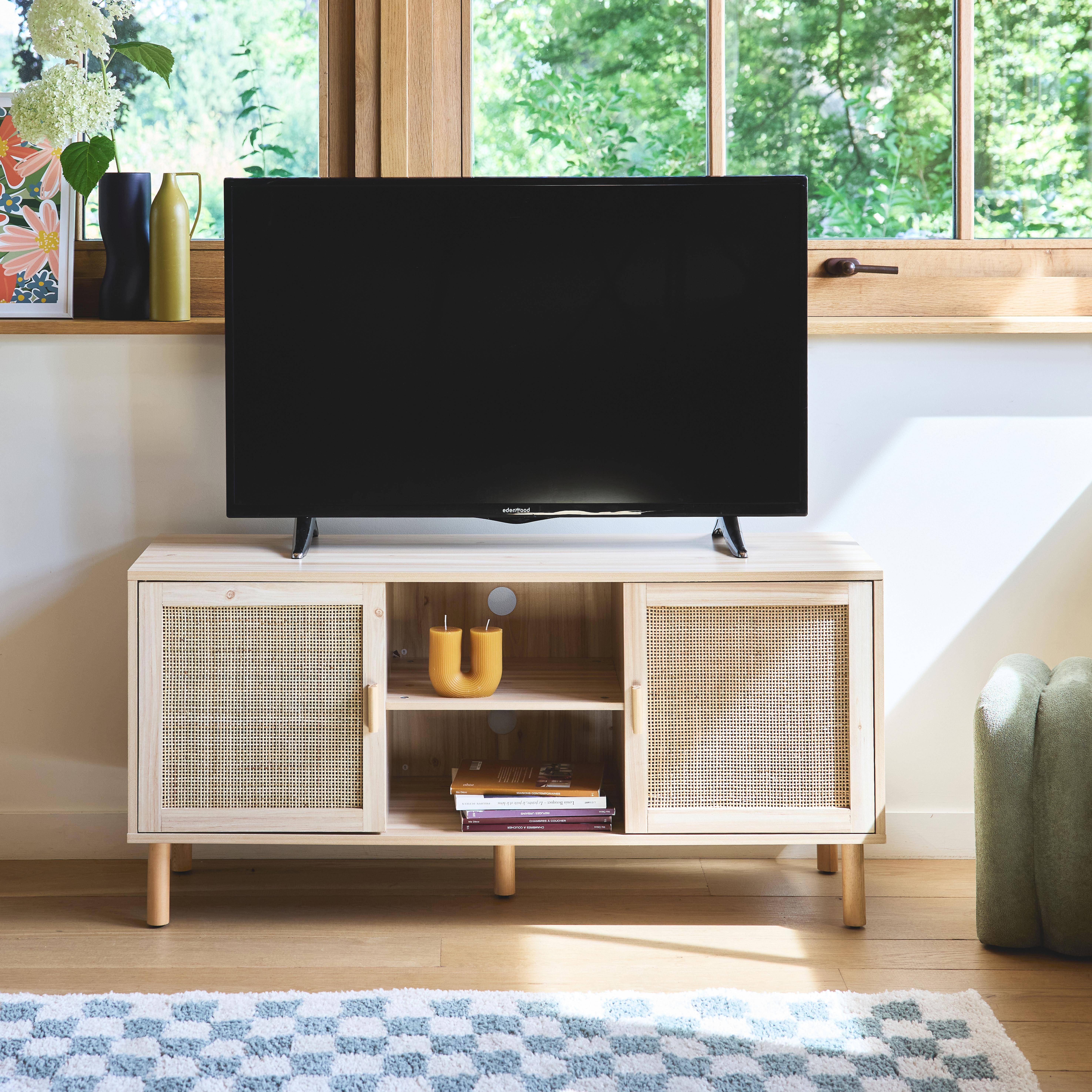 Camargue - Mueble TV efecto caña y madera 120cm