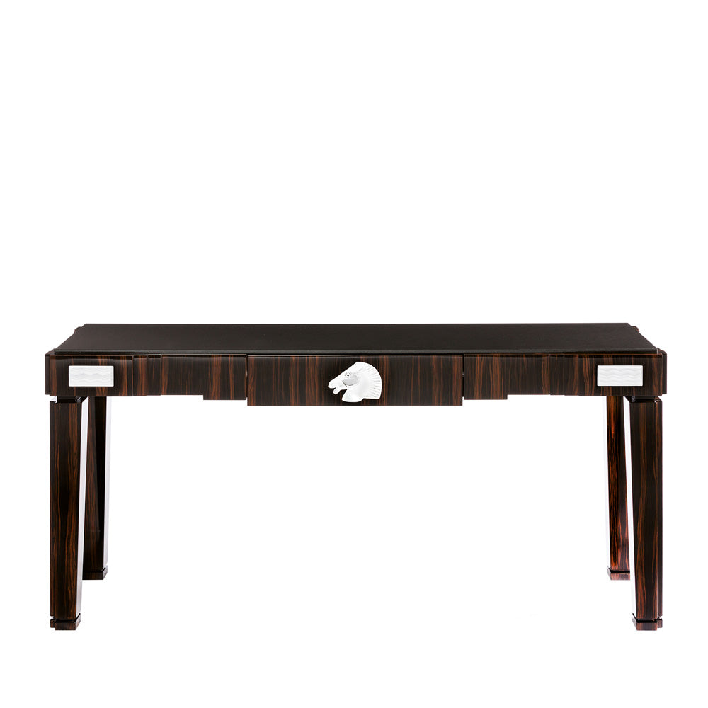 CONSOLE LONGCHAMP - CRISTAL INCOLORE ET ÉBÈNE NATUREL