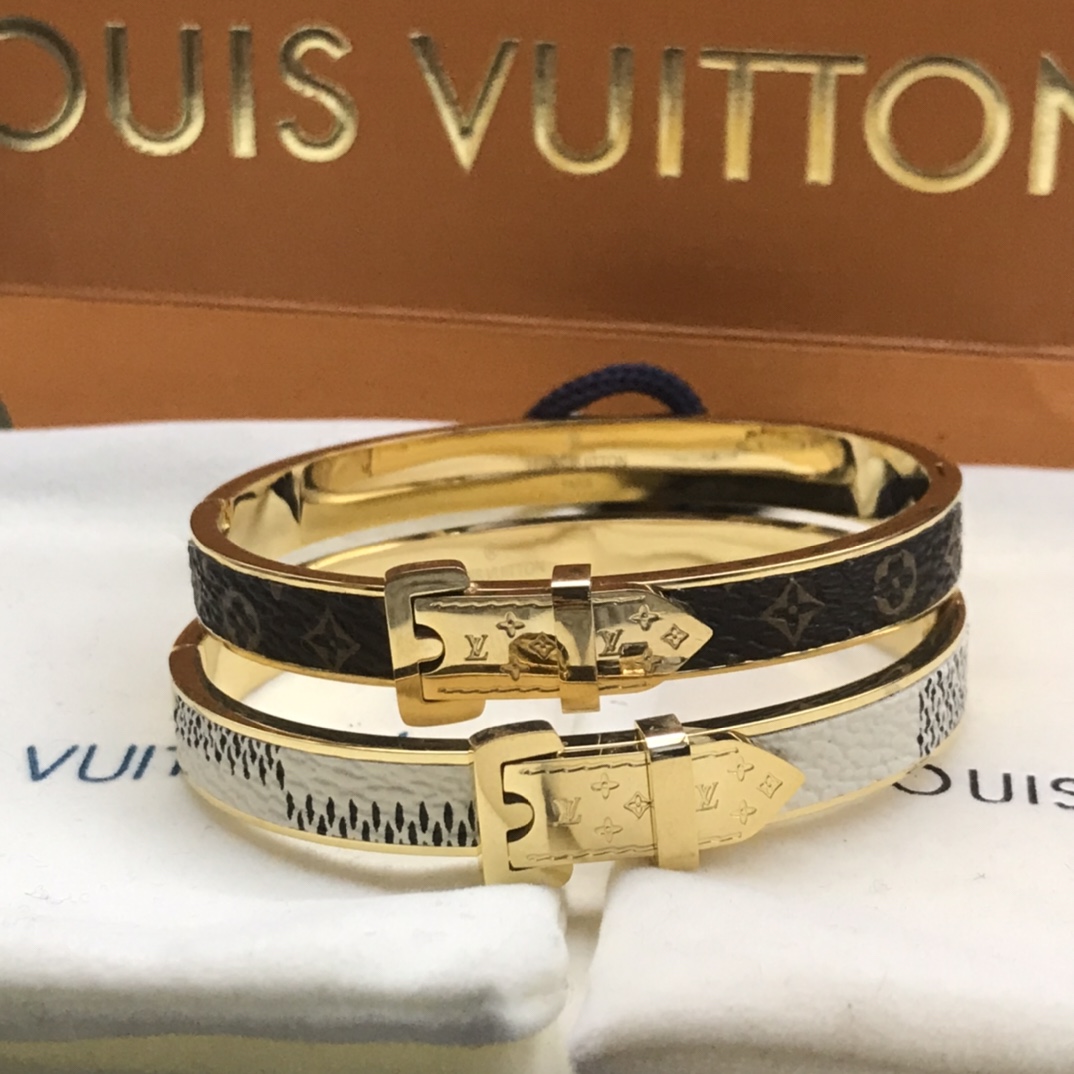 Louis Vuitton Leather Couple Bangle Bracelet - Original Replica Club