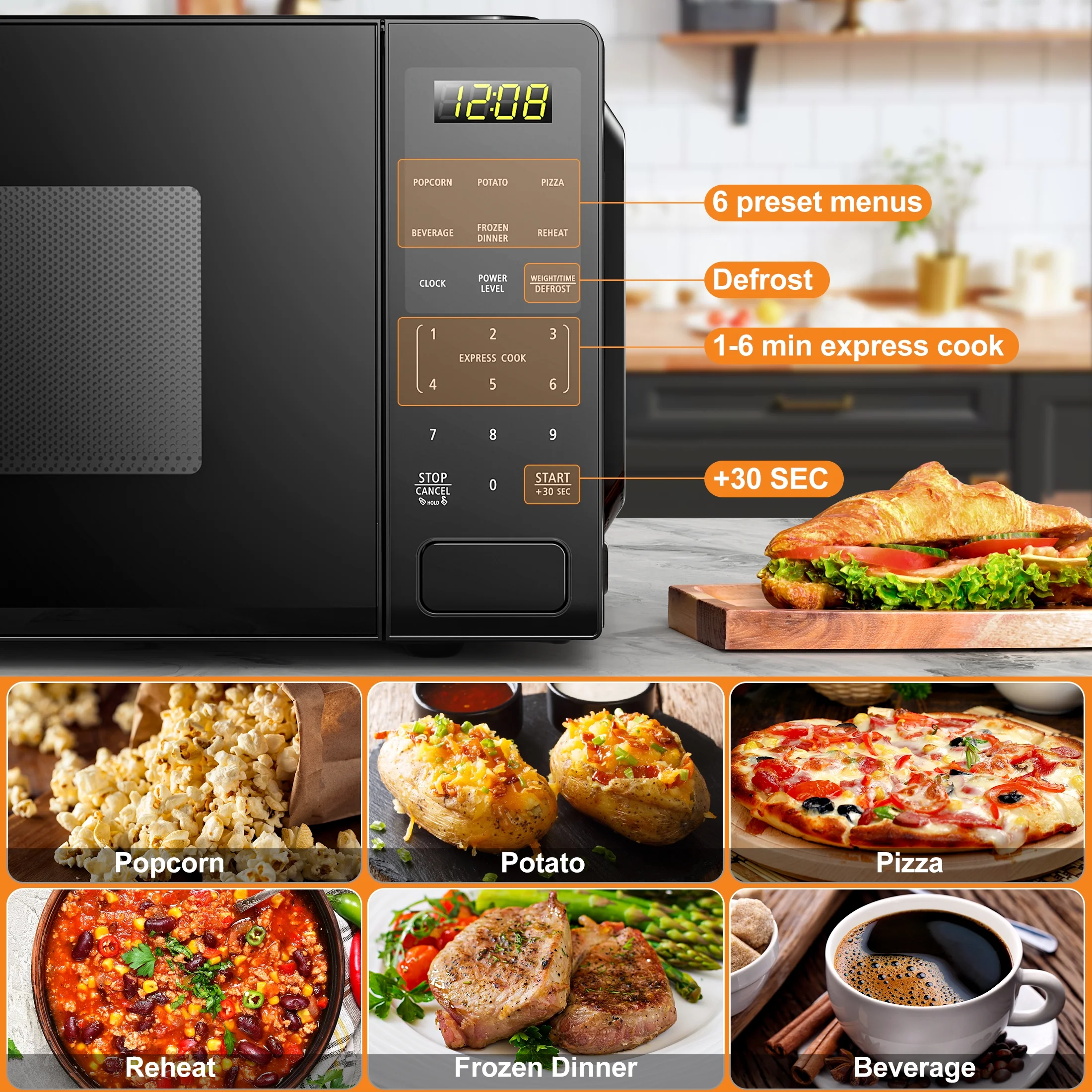 Mainstays 1.1 Cu ft Countertop Microwave Oven, 1000 Watts, Black - Image 9