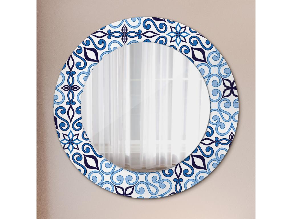 Espejo decorativo redondo - Motivo árabe azul - 50cm