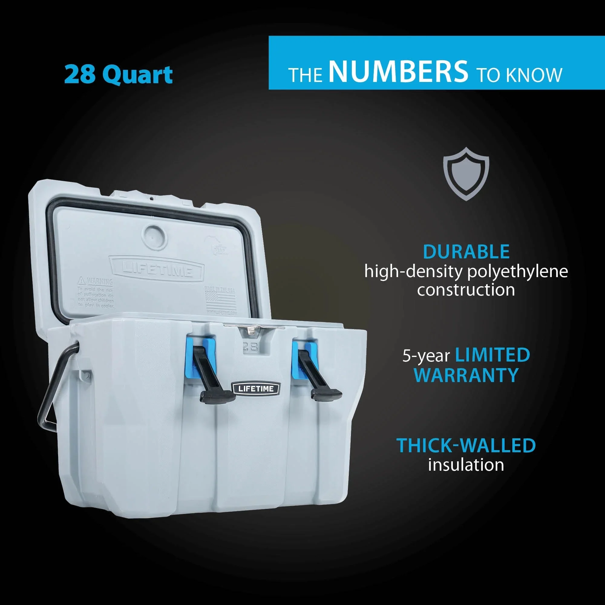 Lifetime Bear-Resistant High Performance Camping Cooler, 28 qt, 20 Can Capacity, Boulder Gray - 91289 - Image 7 Lifetime Bear-Resistant High Performance Camping Cooler, 28 qt, 20 Can Capacity, Boulder Gray - 91289 - Image 7