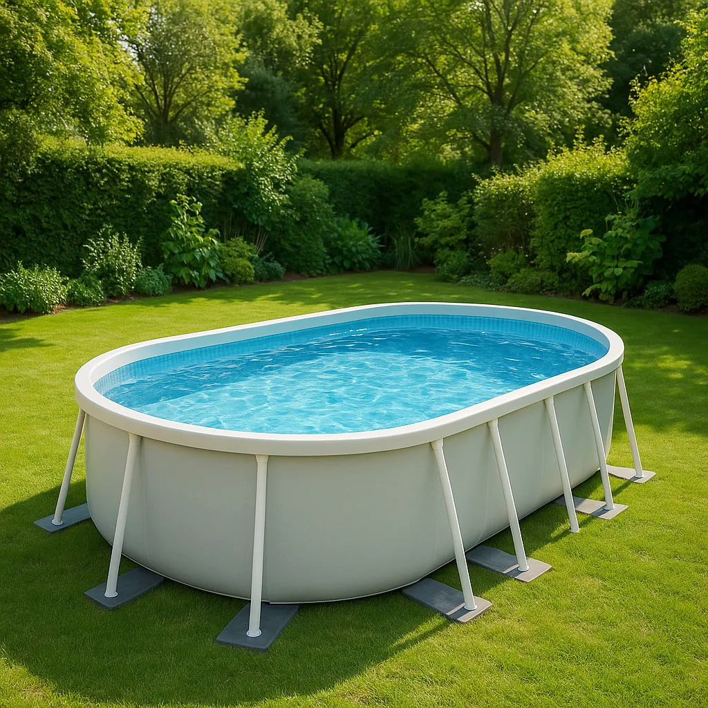 piscina tubular ovalada, piscina desmontable ovalada gris claro, gris claro, metal y PVC, jardín y exteriores, 488x305x107 cm yuUcFIK620oC