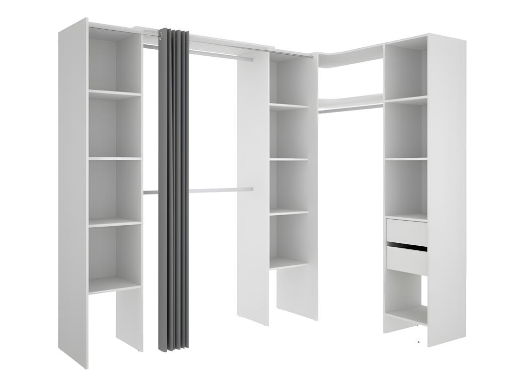 Armario esquinero extensible - ancho 164/234 cm - blanco y gris