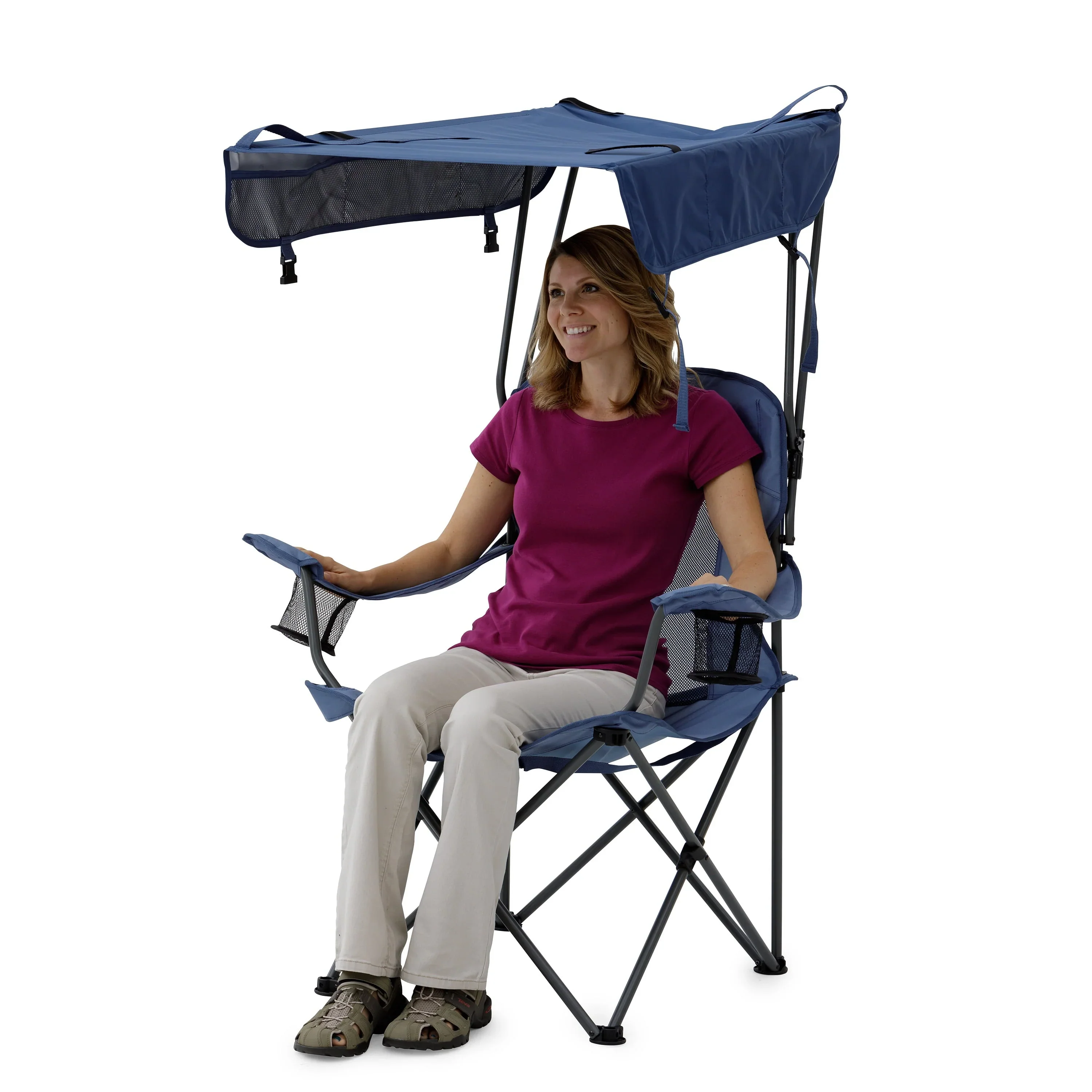 Ozark Trail Sand Island Shaded Camping Chair With Cup Holders - Image 2 Ozark Trail Sand Island Shaded Camping Chair With Cup Holders - Image 2