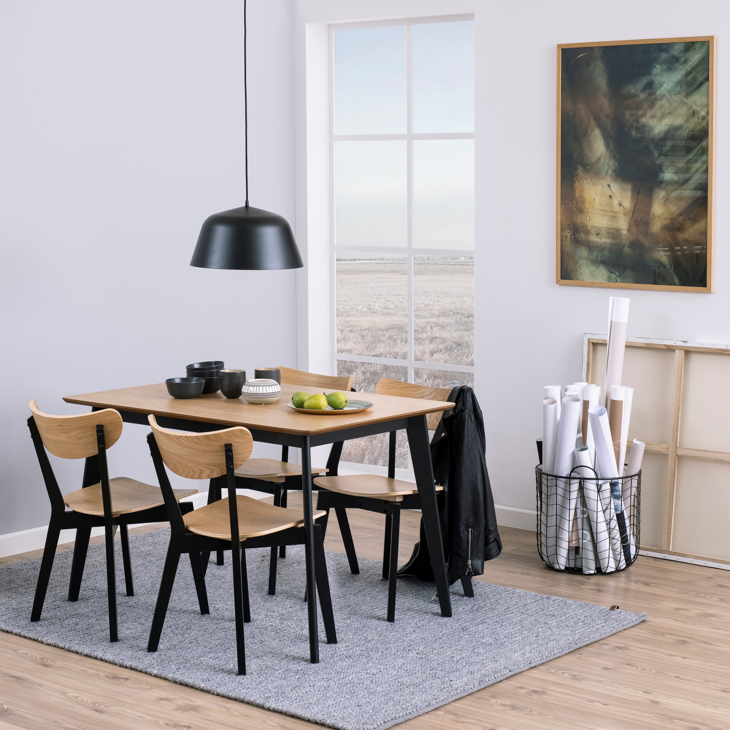 Blokker basic Crow Eettafel - 120 x 80 cm - Eiken / Zwart