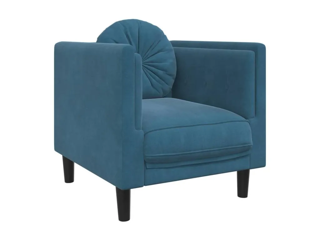 Sillón con cojín terciopelo azul