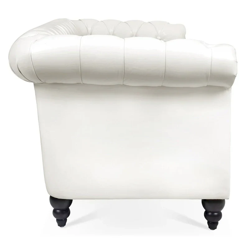 Cream 84.65 Traditional Chesterfield 3-Seater Sofa in PU Leather