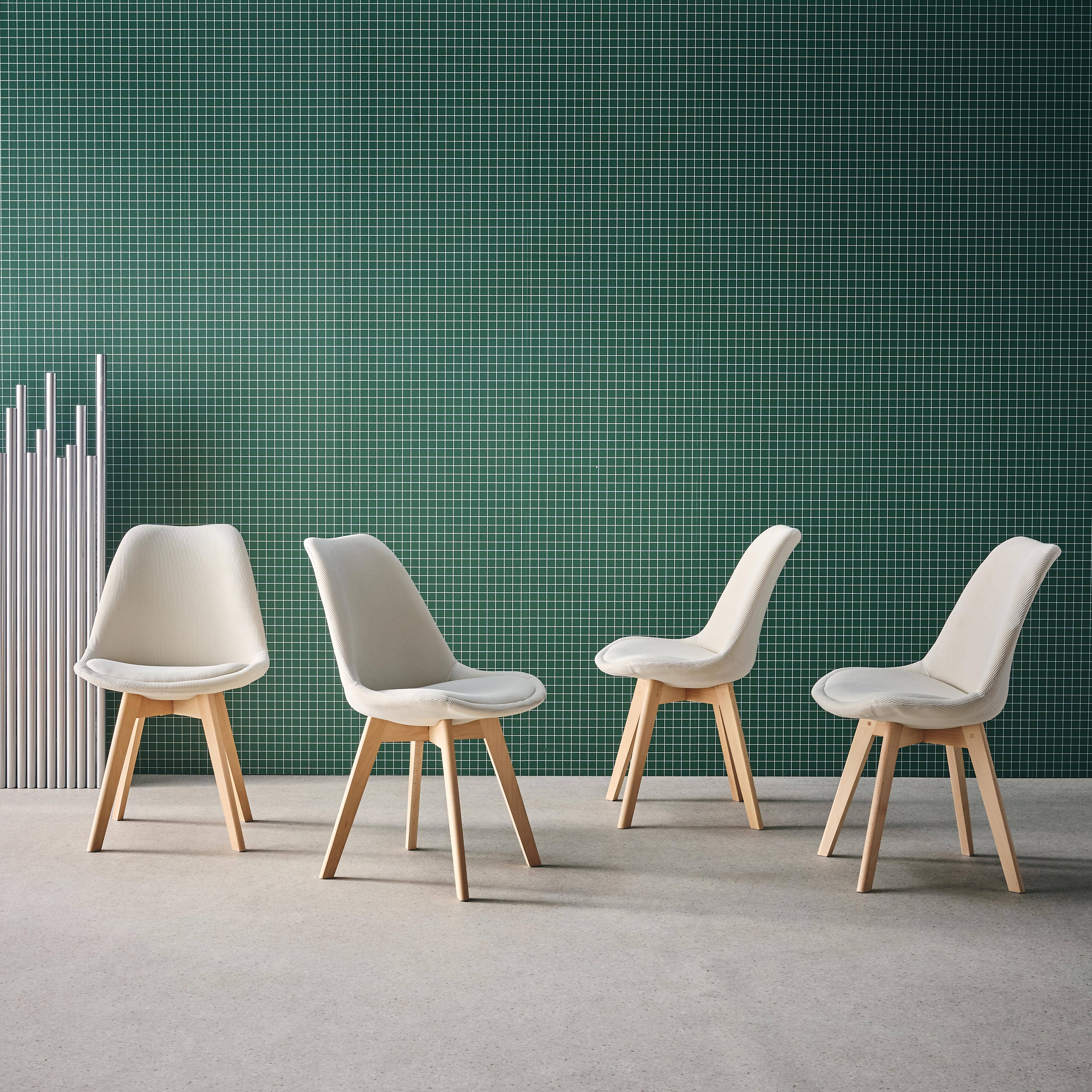 Nils pana - Silla escandinava de madera de haya y pana fina, set de 4