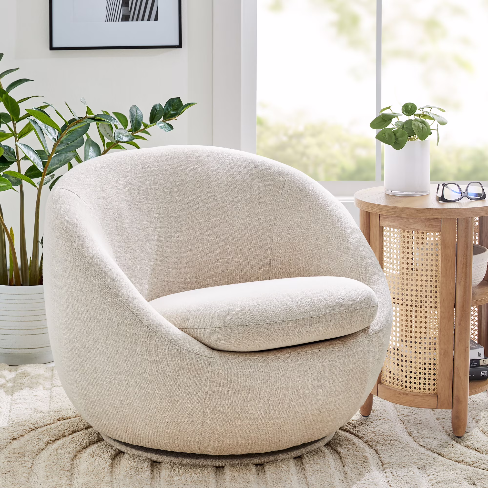 Better Homes & Gardens Mira Swivel Accent Chair, Cream Shearling - Image 7