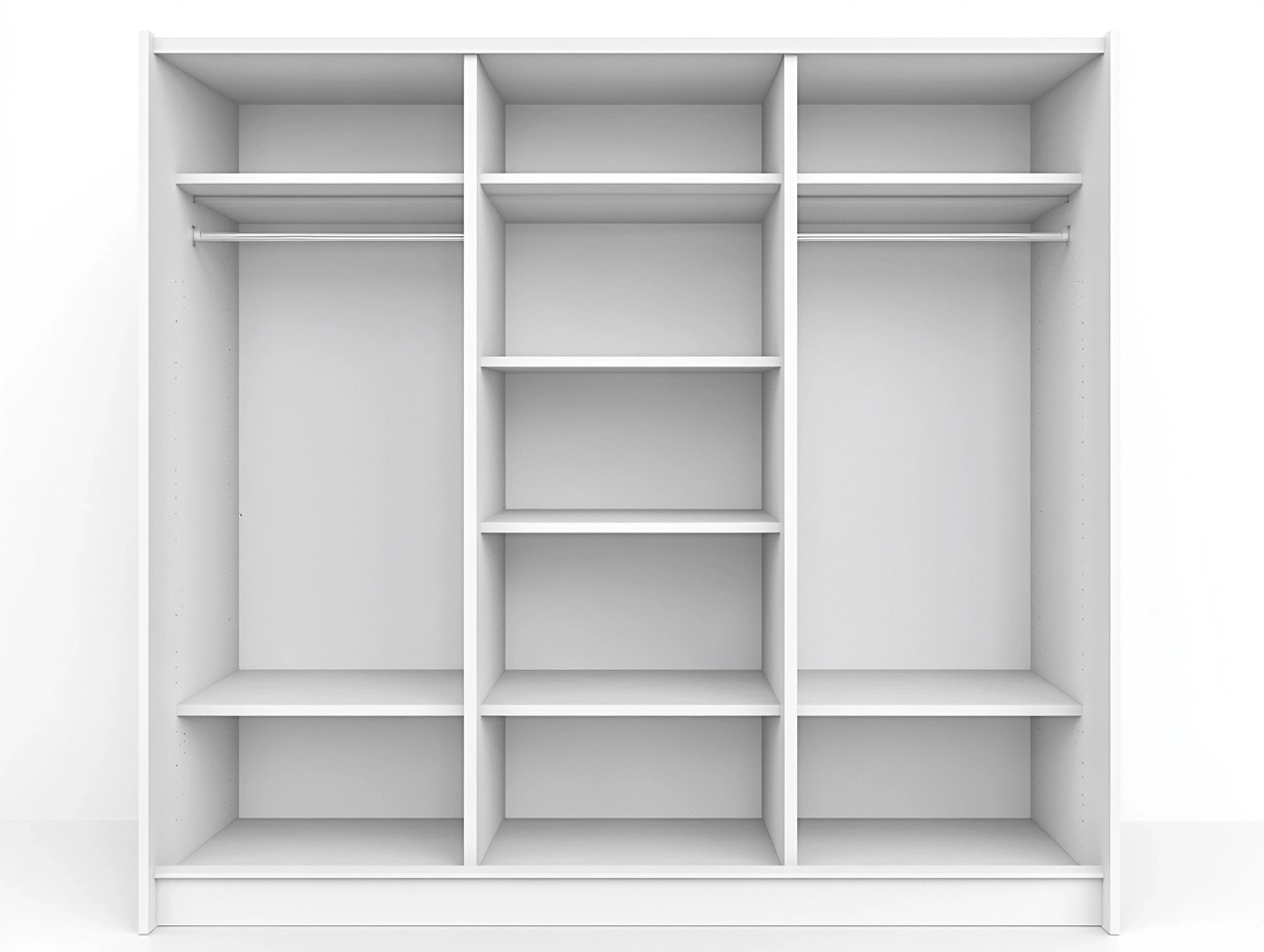 Armario blanco modular de madera para dormitorio 240x220x60cm con barras y estantes organizador de ropa estilo moderno ZM9897165