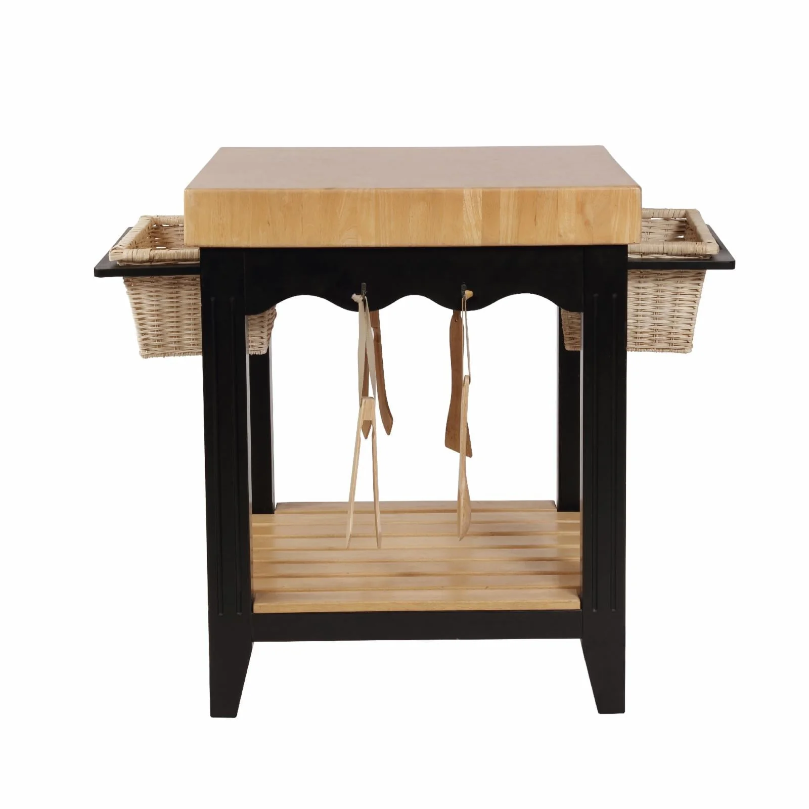 Kolton Square Kitchen Island, Black and Natural with Butcher Block Top - Image 2