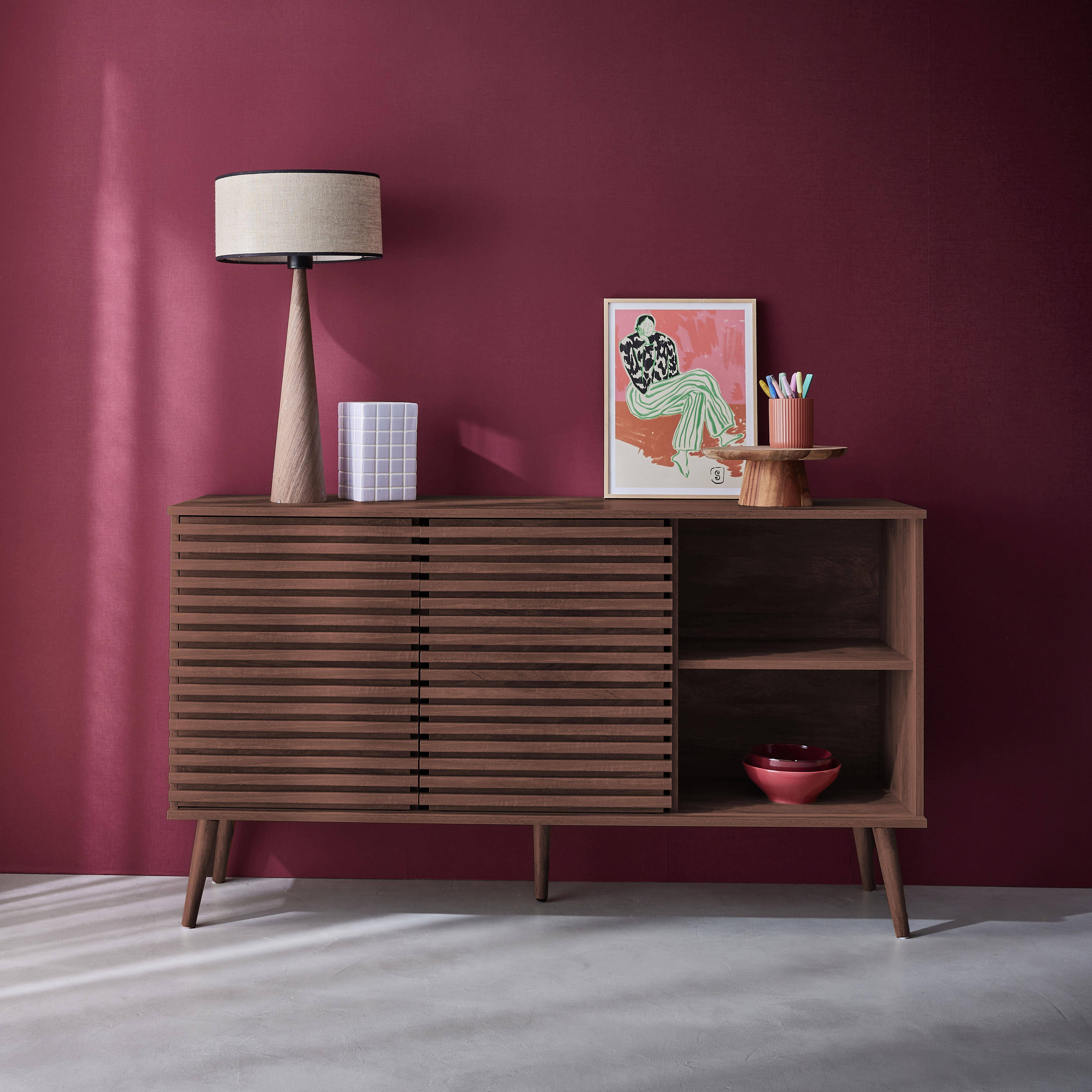 Madere - Aparador escandinavo de madera con 2 puertas, 140cm
