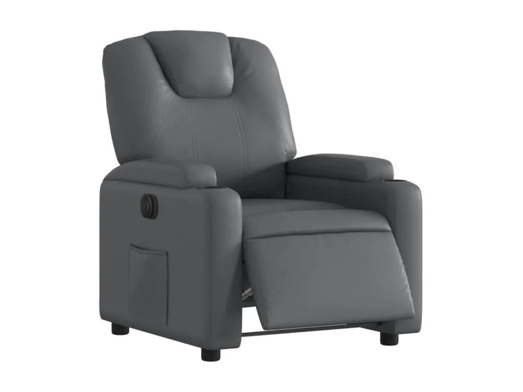 Sillón reclinable eléctrico en cuero sintético gris. aid3573060