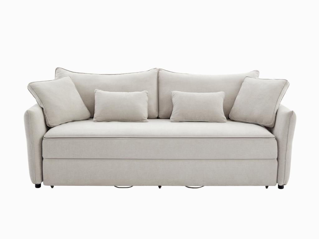 Sofá cama de 3 plazas de tela beige con espuma viscoelástica - rIDhuwe966HY
