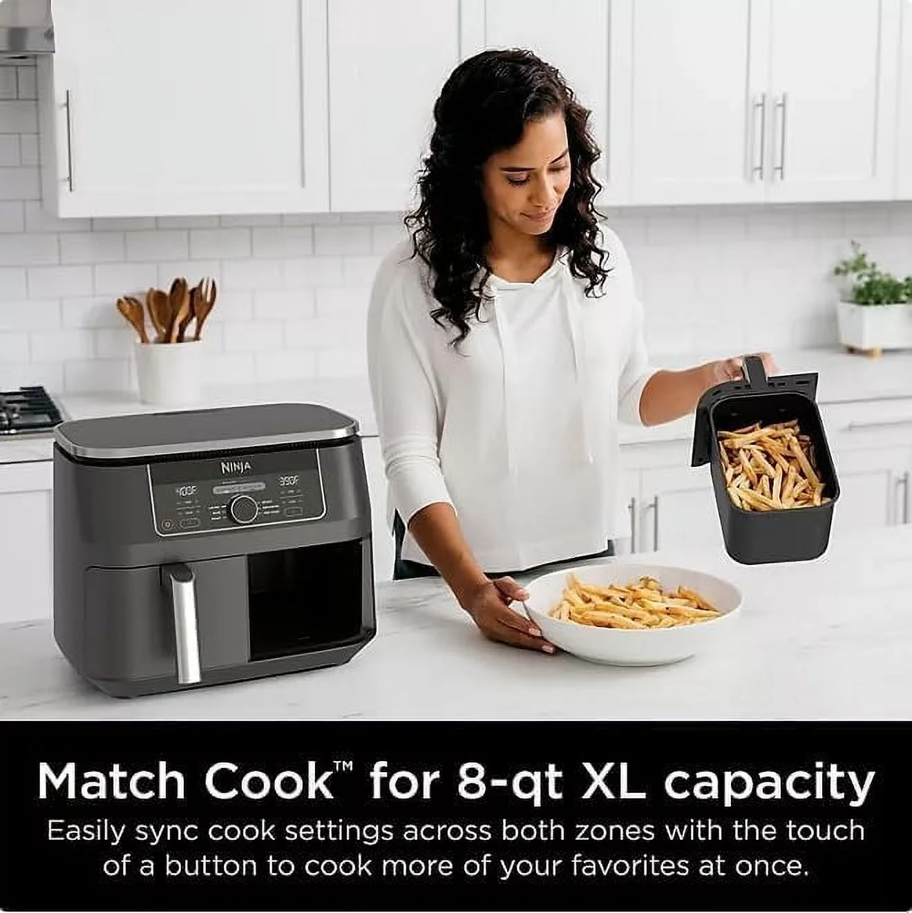 Ninja Foodi 8 qt 2-Basket Air Fryer, Black - DualZone Technology, Smart Finish - Image 9